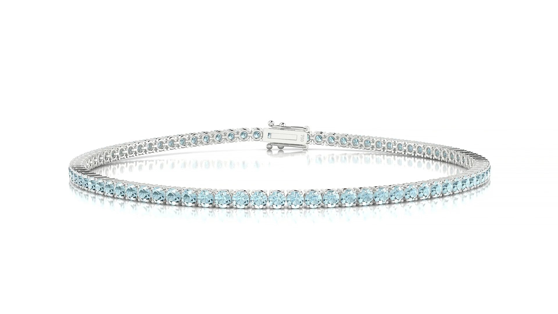 Capri | 18k White Gold 2 mm Round Natural Aquamarine Tennis Bracelet