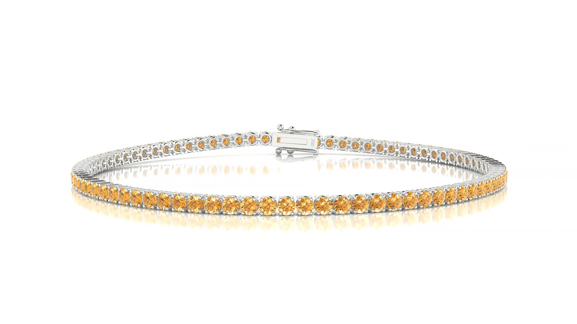 Capri | 18k White Gold 2 mm Round Natural Citrine 15 cm Tennis Bracelet