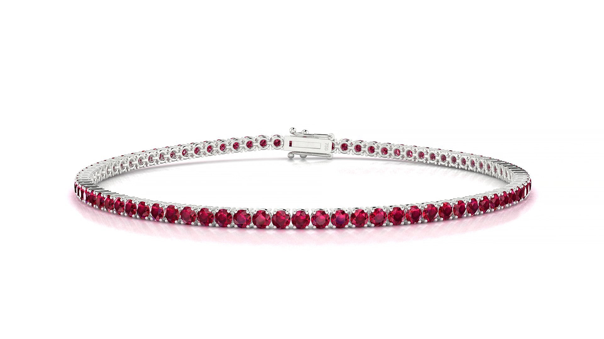 Capri | 18k White Gold 2 mm Round Natural Ruby 15 cm Tennis Bracelet