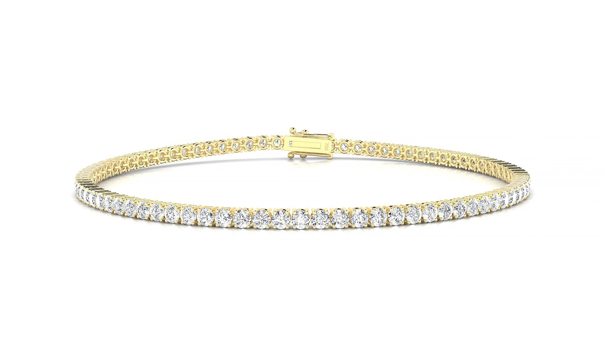 Capri | 18k Yellow Gold 2 mm Round Natural Diamond 15 cm Tennis Bracelet