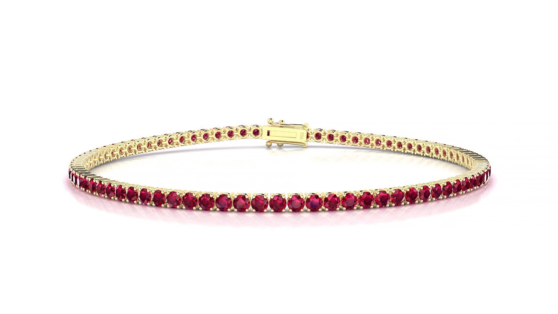 Capri | 18k Yellow Gold 2 mm Round Natural Ruby 16 cm Tennis Bracelet