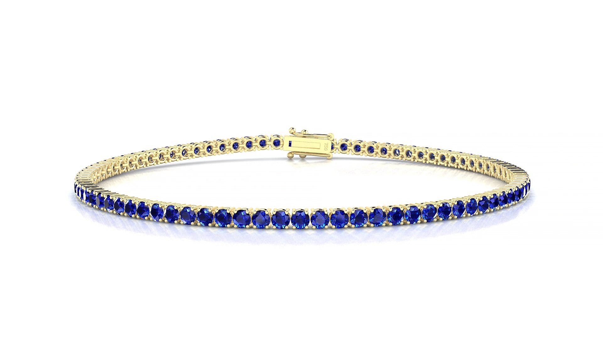 Capri | 18k Yellow Gold 2 mm Round Natural Sapphire 18 cm Tennis Bracelet