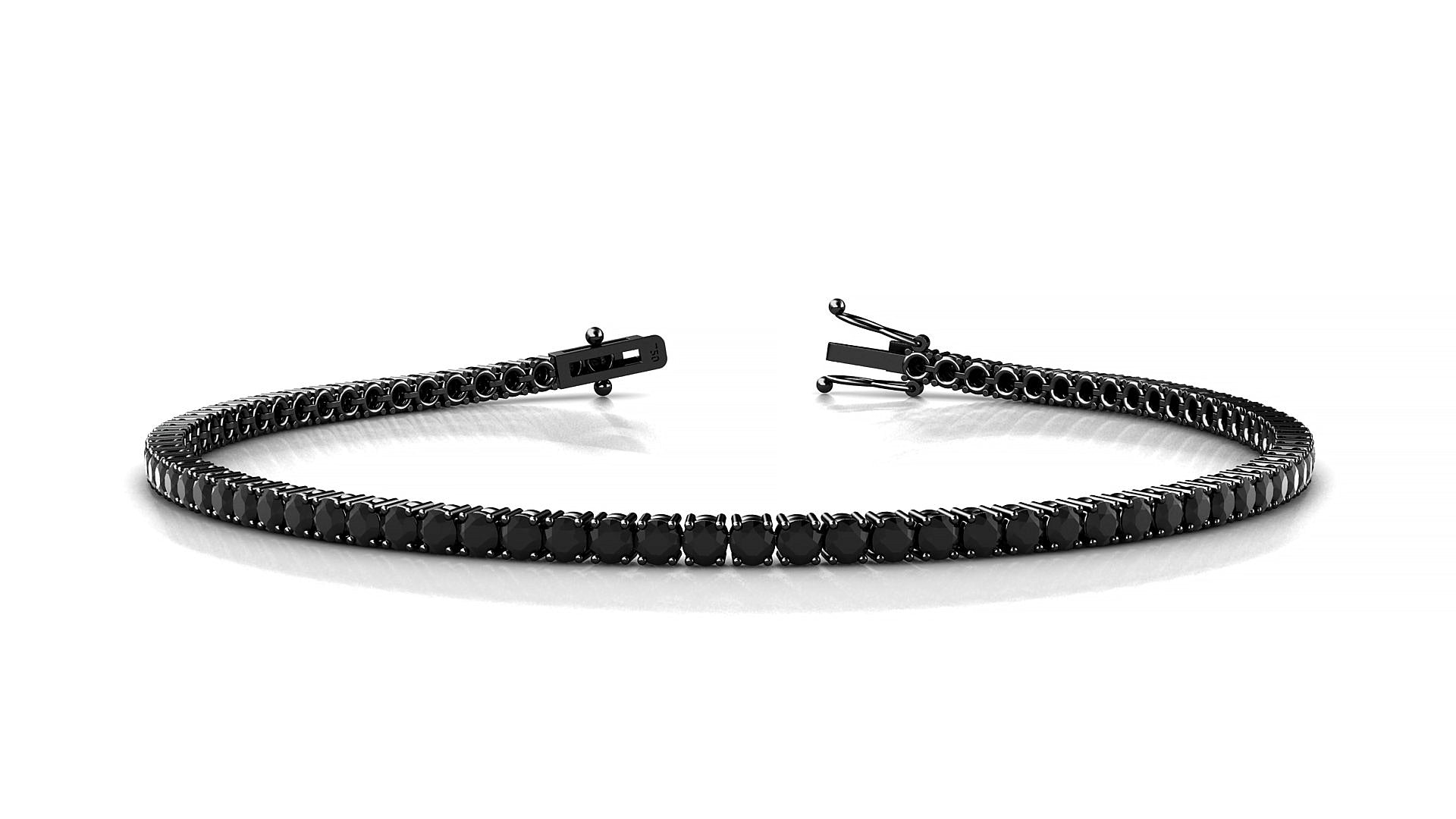 Capri | 18k Black Gold 2 mm Round Natural Black Diamond Tennis Bracelet