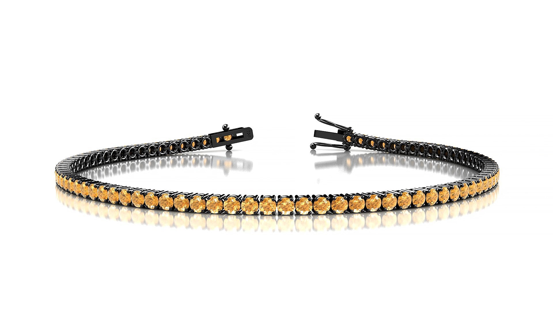 Capri | 18k Black Gold 2 mm Round Natural Citrine 18 cm Tennis Bracelet
