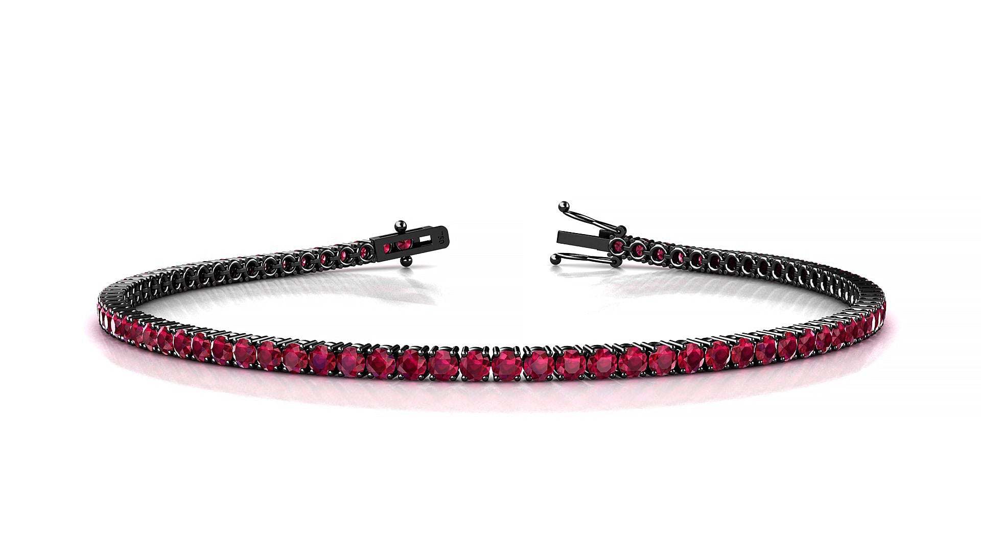 Capri | 18k Black Gold 2 mm Round Natural Ruby Tennis Bracelet