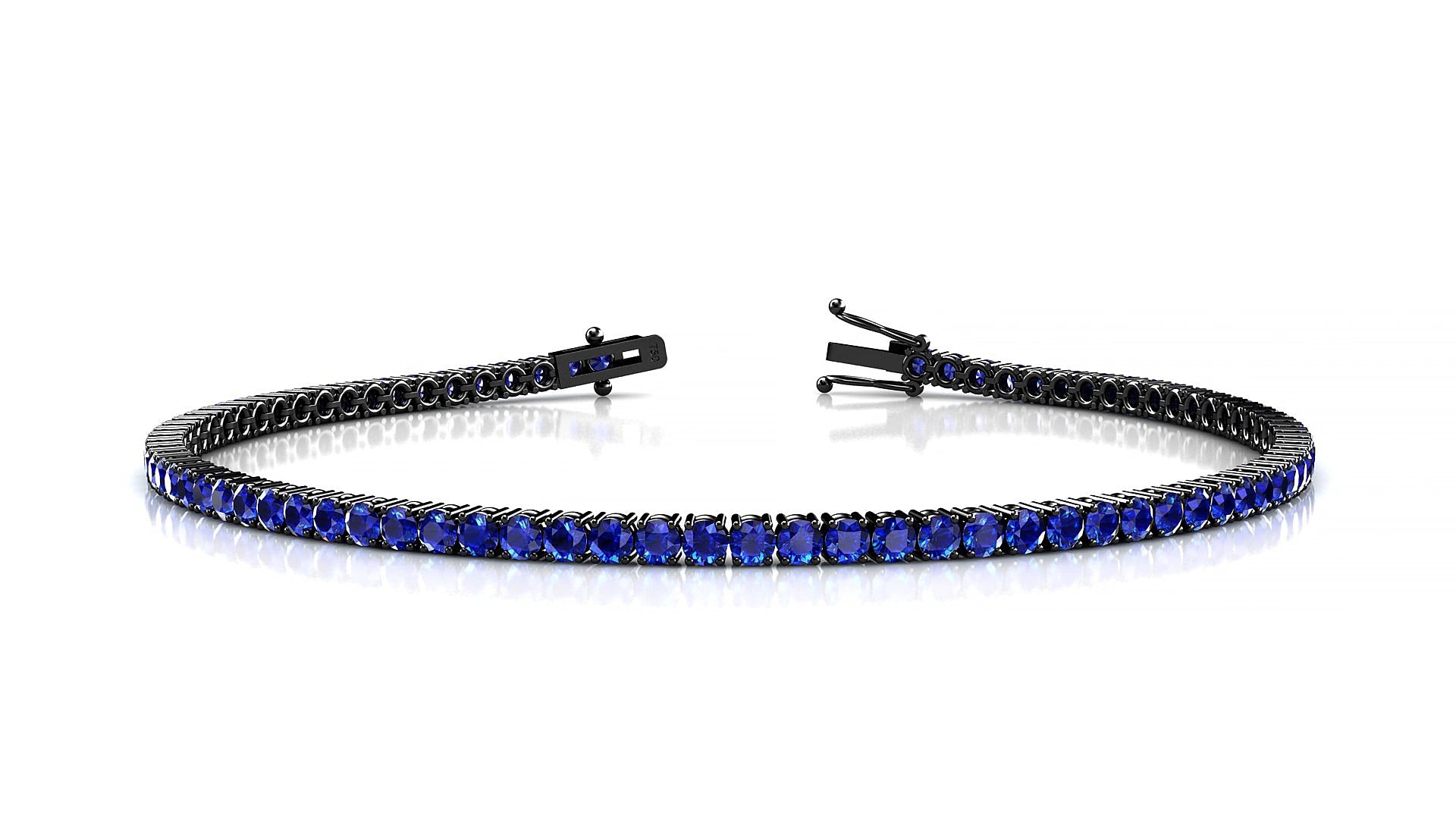 Capri | 18k Black Gold 2 mm Round Natural Sapphire 18 cm Tennis Bracelet