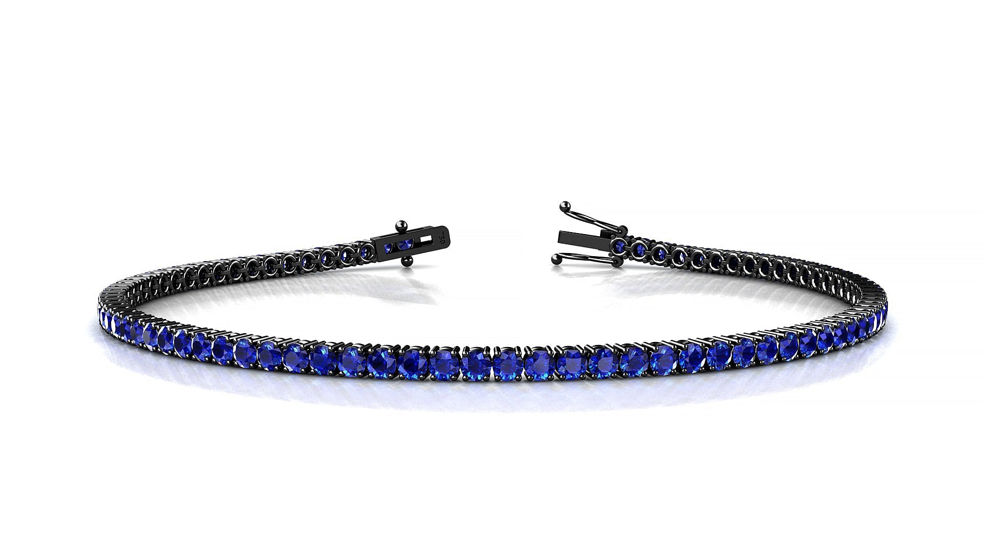 Capri | 18k Black Gold 2 mm Round Natural Sapphire Tennis Bracelet