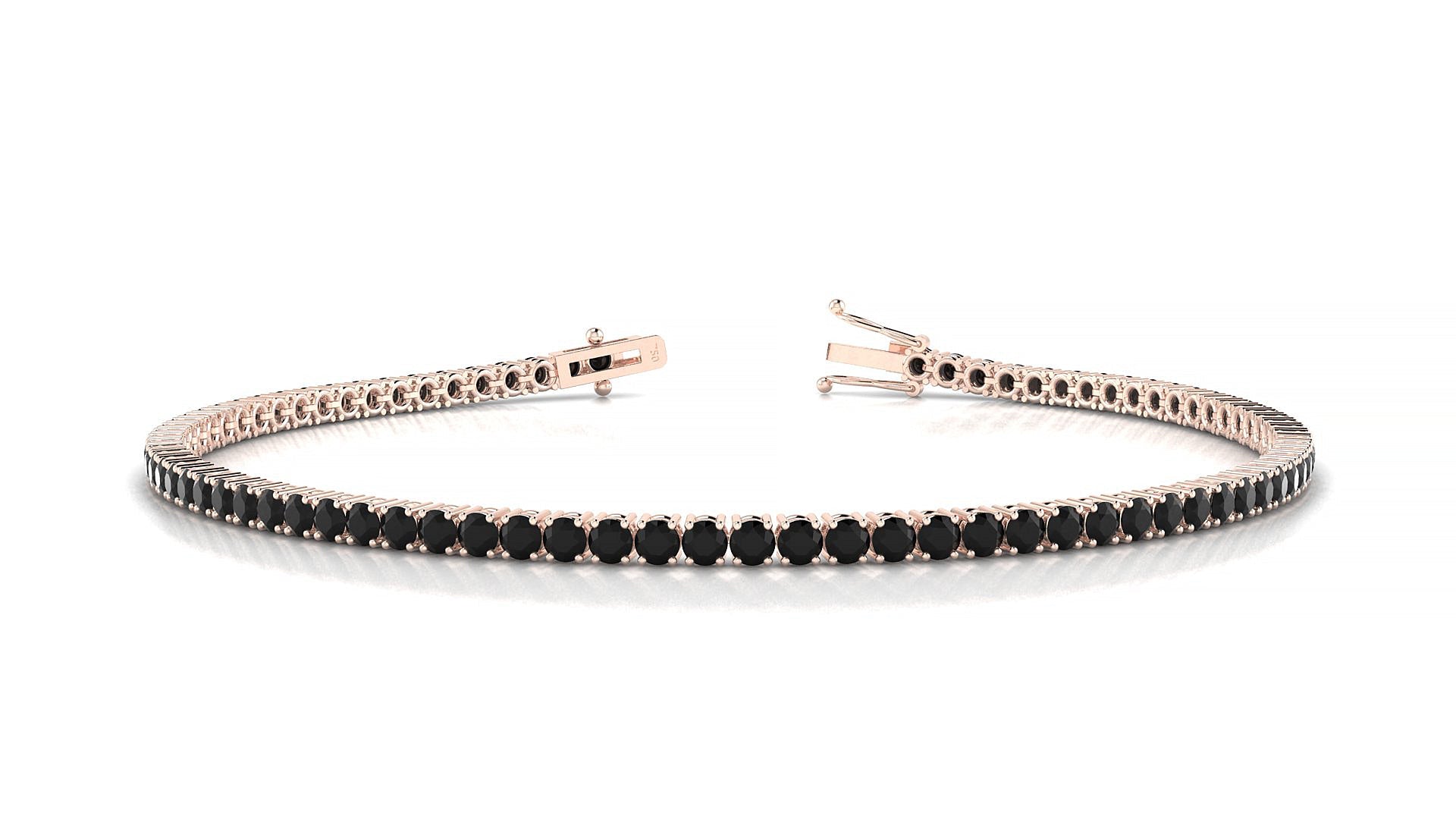 Capri | 18k Rose Gold 2 mm Round Natural Black Diamond Tennis Bracelet