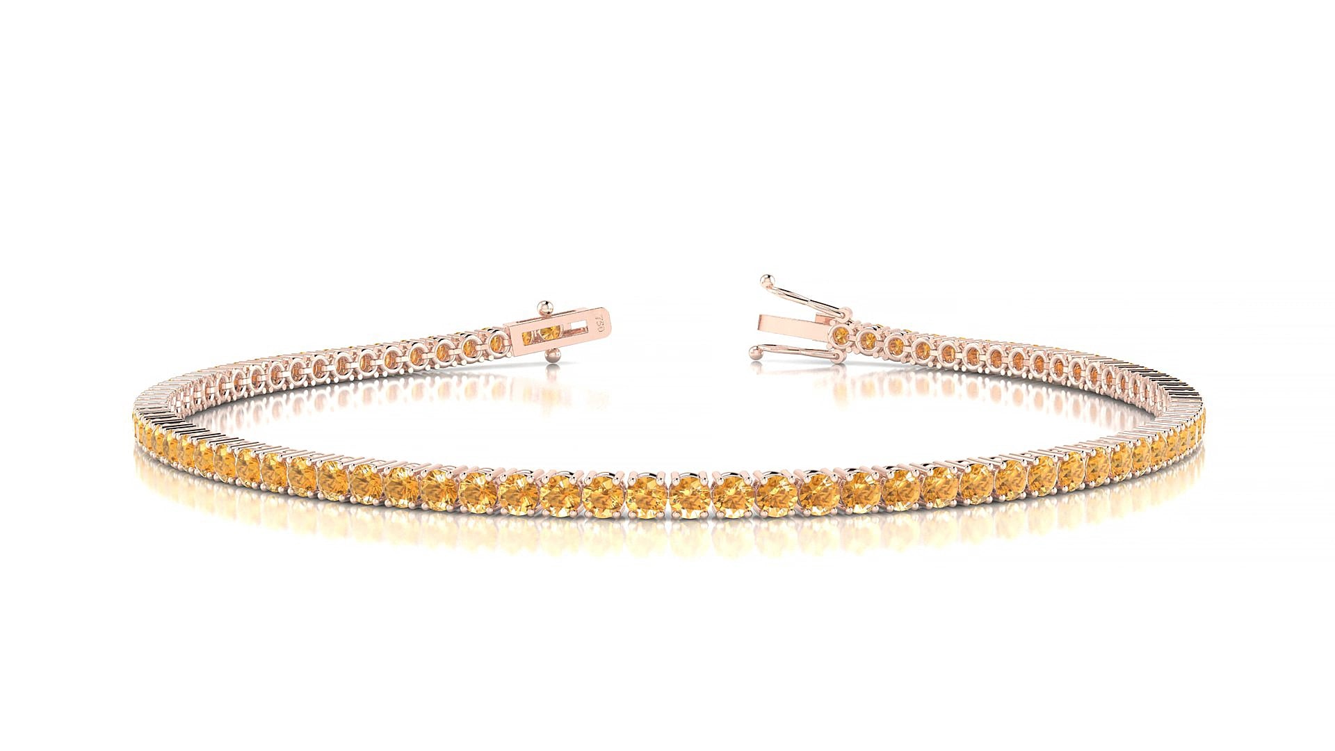 Capri | 18k Rose Gold 2 mm Round Natural Citrine 15 cm Tennis Bracelet