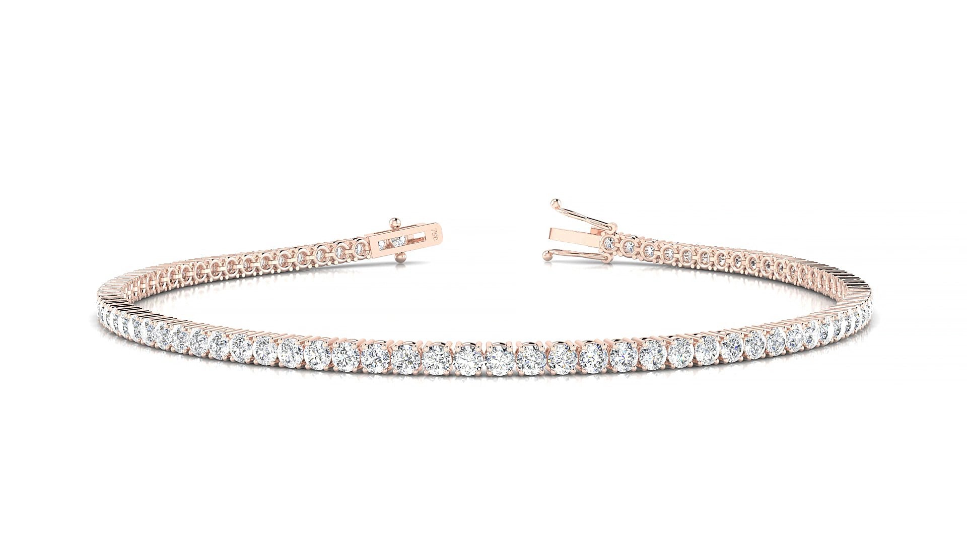 Capri | 18k Rose Gold 2 mm Round Natural Diamond 19 cm Tennis Bracelet