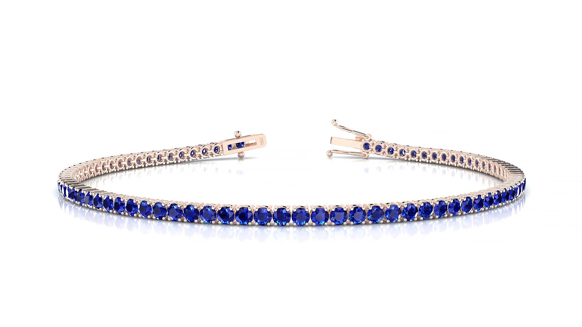 Capri | 18k Rose Gold 2 mm Round Natural Sapphire 18 cm Tennis Bracelet