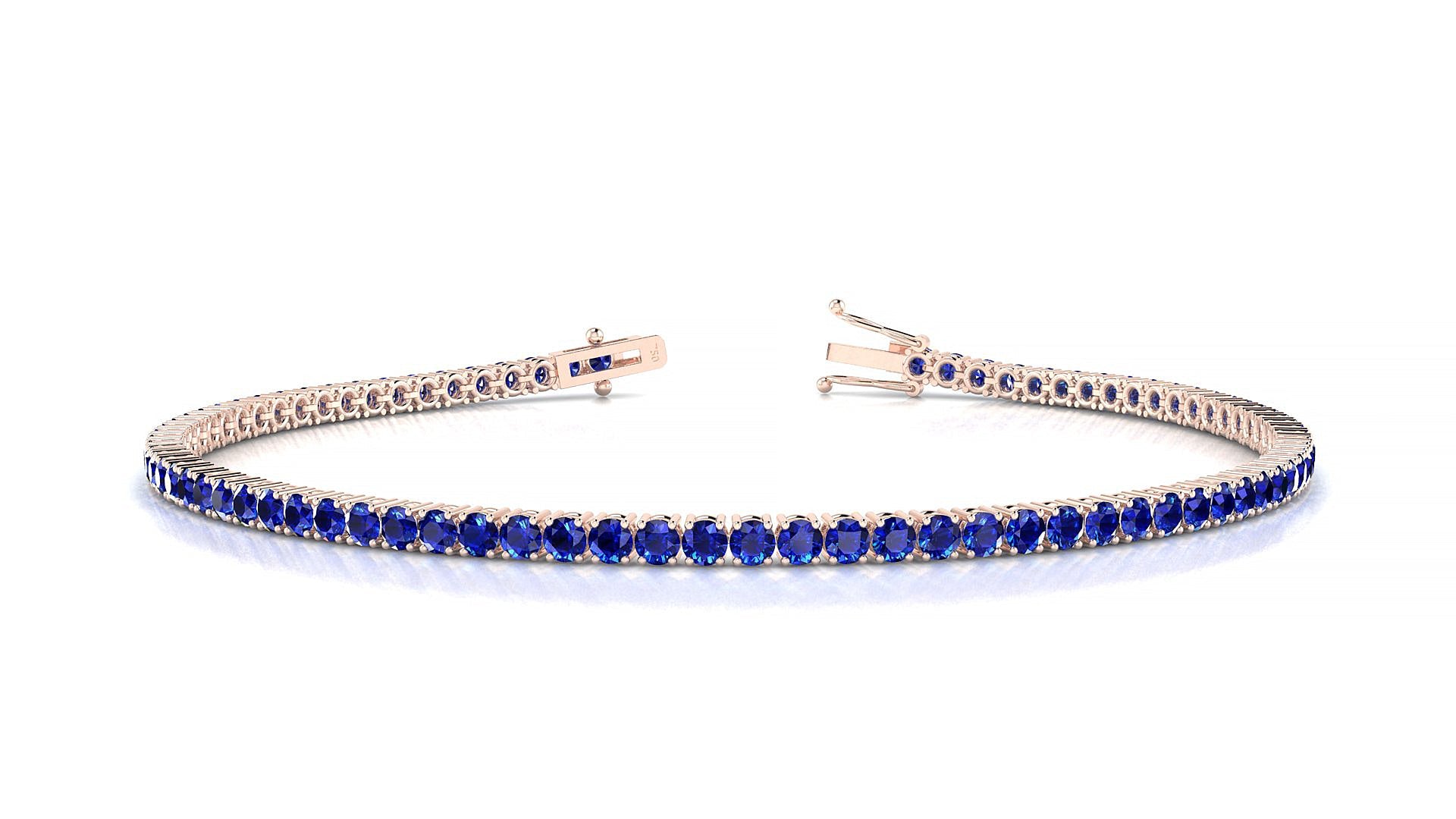 Capri | 18k Rose Gold 2 mm Round Natural Sapphire Tennis Bracelet