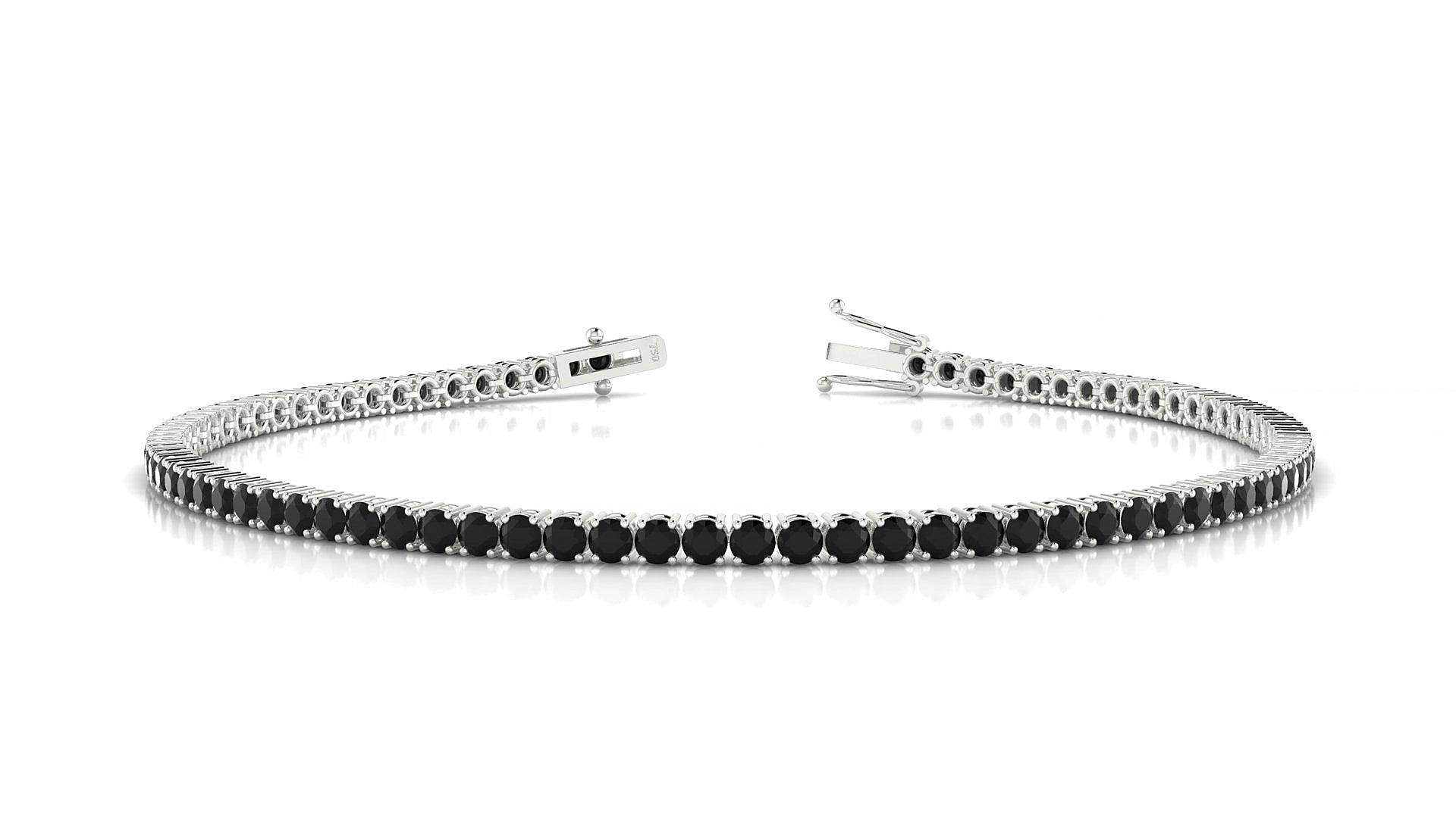 Capri | 18k White Gold 2 mm Round Natural Black Diamond 15 cm Tennis Bracelet