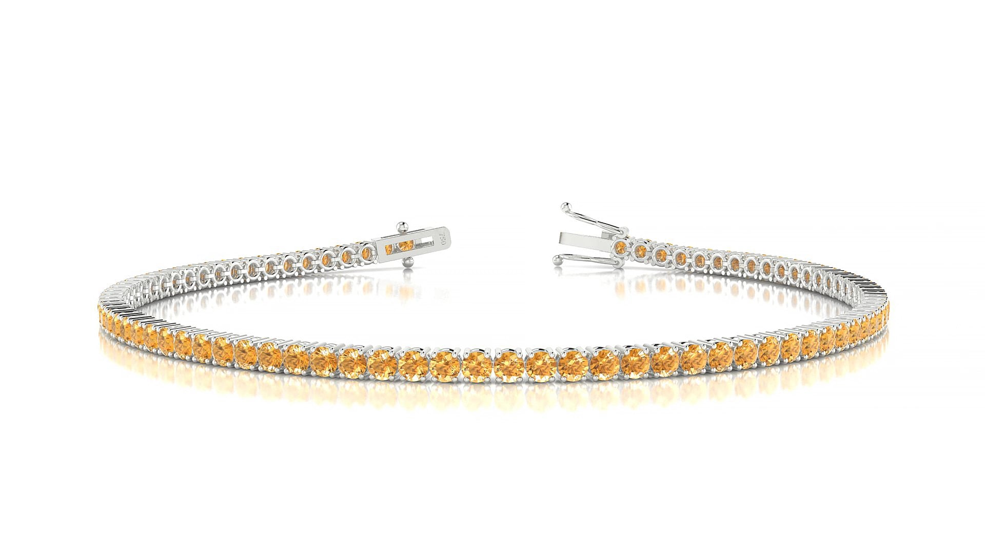 Capri | 18k White Gold 2 mm Round Natural Citrine 15 cm Tennis Bracelet