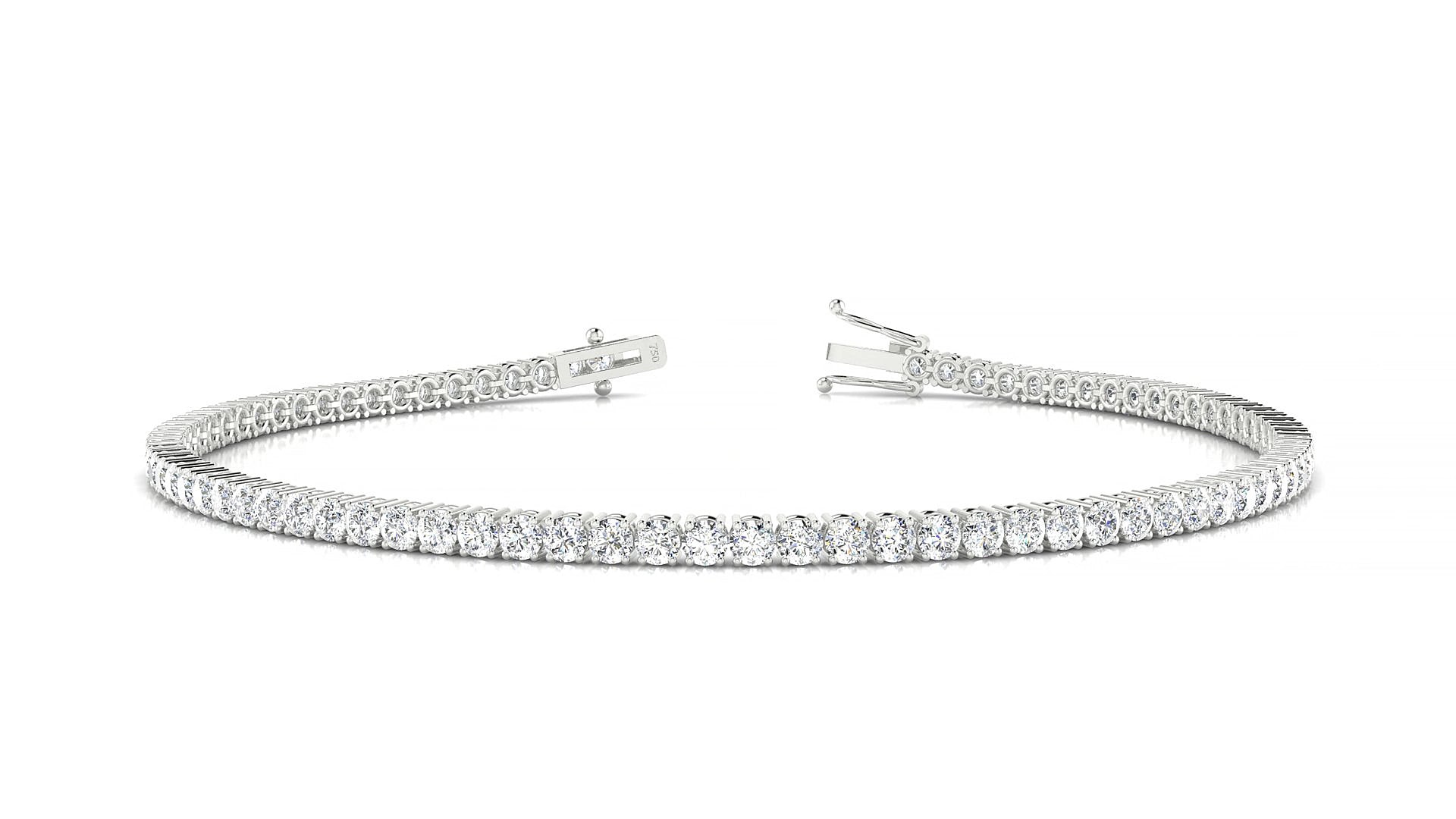 Capri | 18k White Gold 2 mm Round Natural Diamond 17 cm Tennis Bracelet