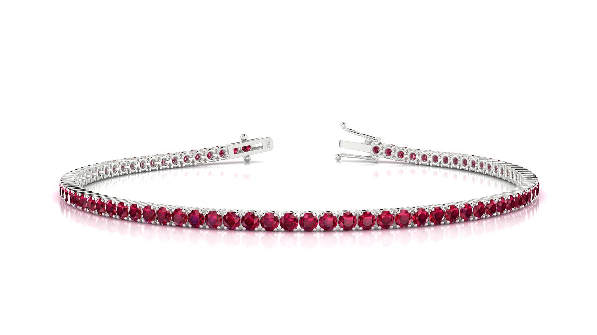 Capri | 18k White Gold 2 mm Round Natural Ruby 19 cm Tennis Bracelet