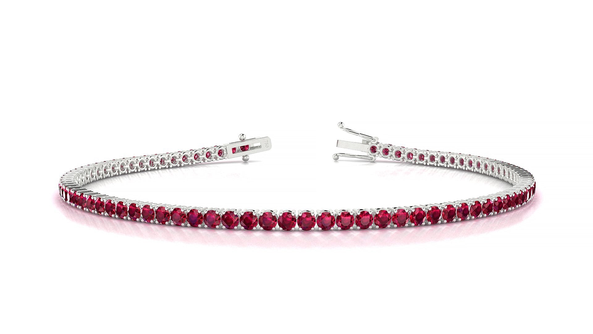 Capri | 18k White Gold 2 mm Round Natural Ruby Tennis Bracelet