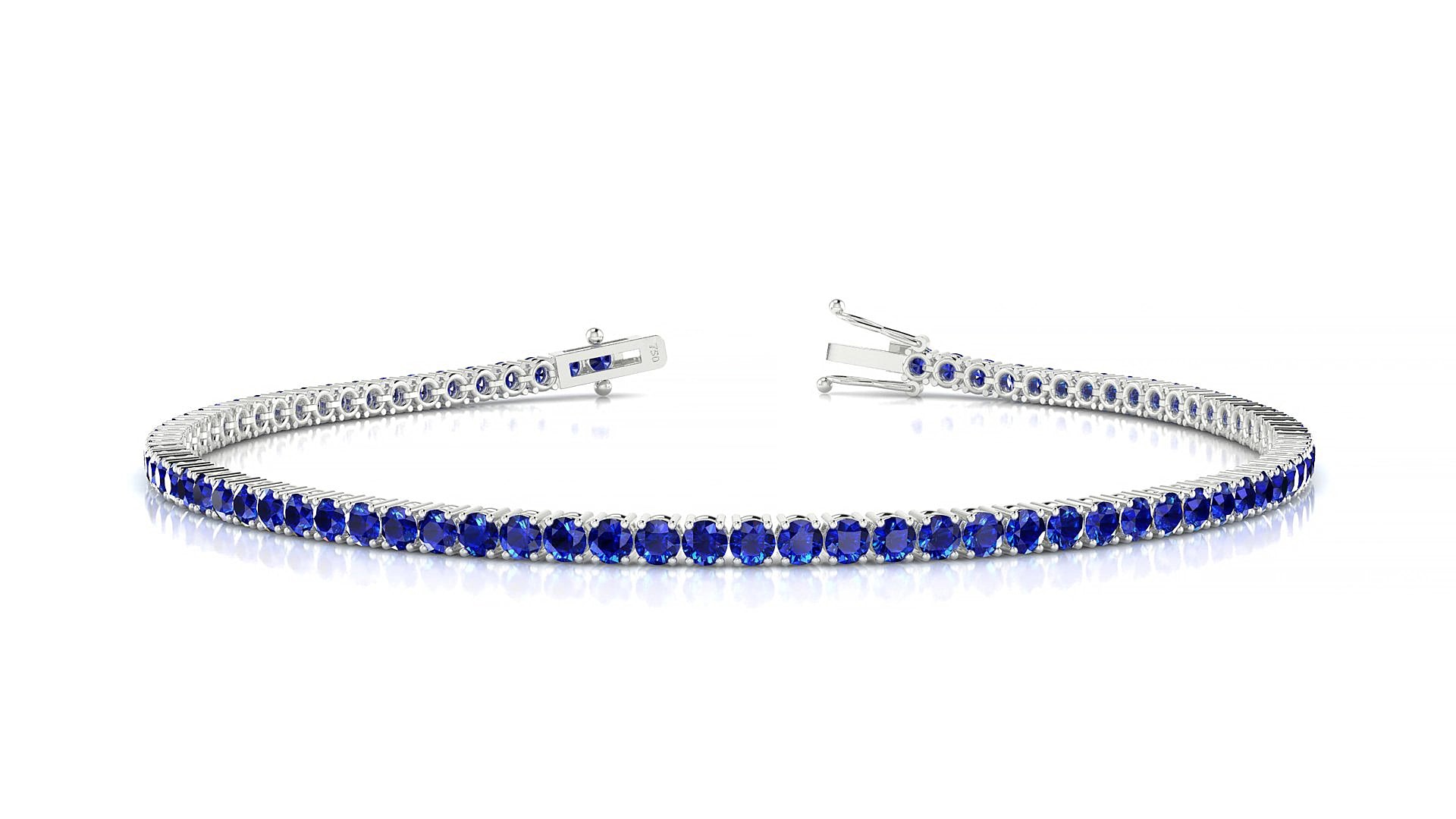 Capri | 18k White Gold 2 mm Round Natural Sapphire 20 cm Tennis Bracelet