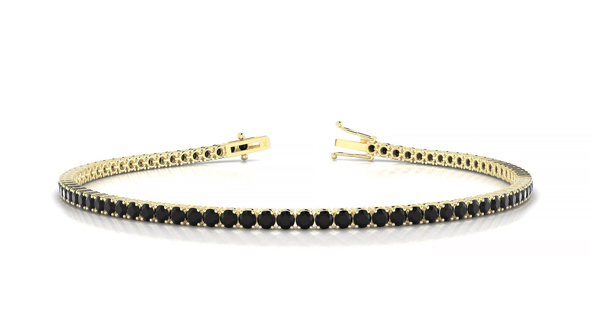 Capri | 18k Yellow Gold 2 mm Round Natural Black Diamond Tennis Bracelet