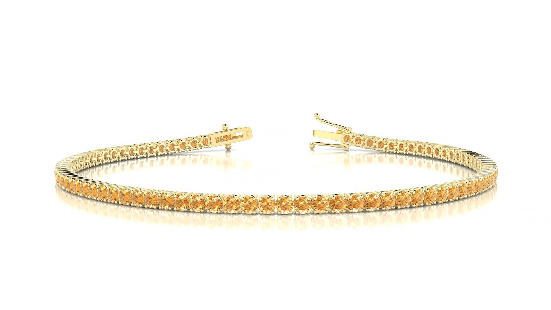 Capri | 18k Yellow Gold 2 mm Round Natural Citrine 17 cm Tennis Bracelet