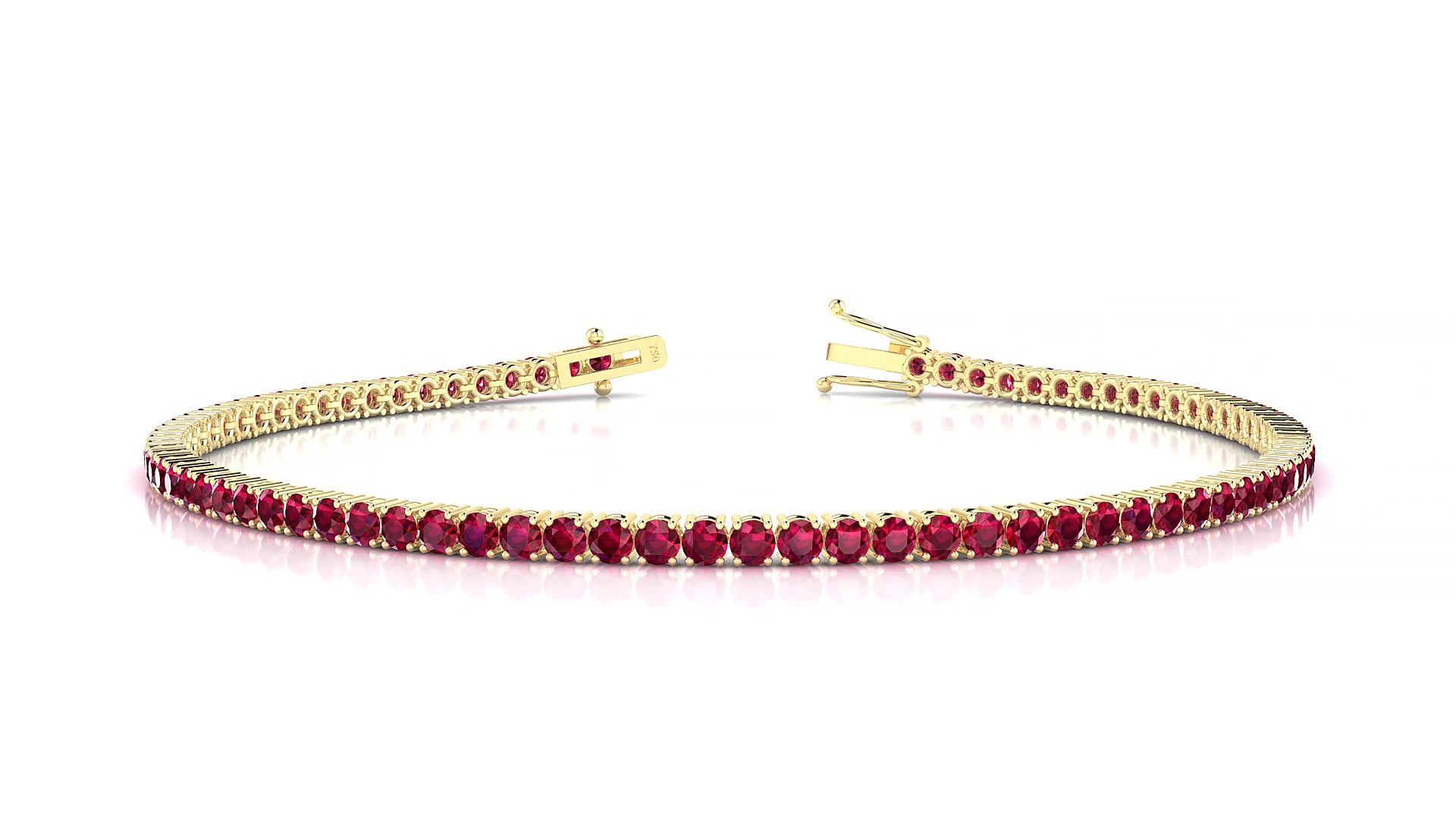 Capri | 18k Yellow Gold 2 mm Round Natural Ruby 18 cm Tennis Bracelet