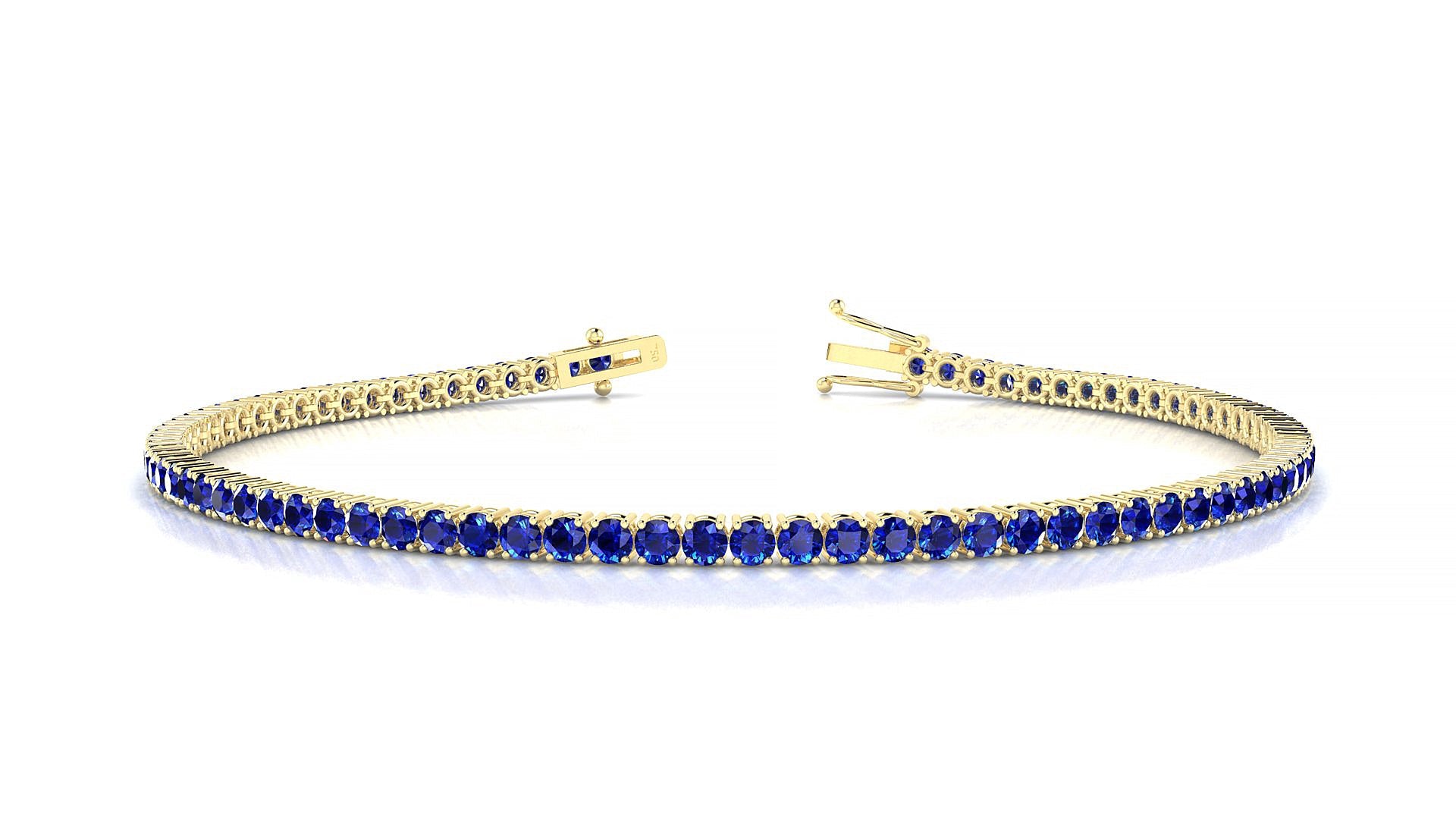 Capri | 18k Yellow Gold 2 mm Round Natural Sapphire Tennis Bracelet