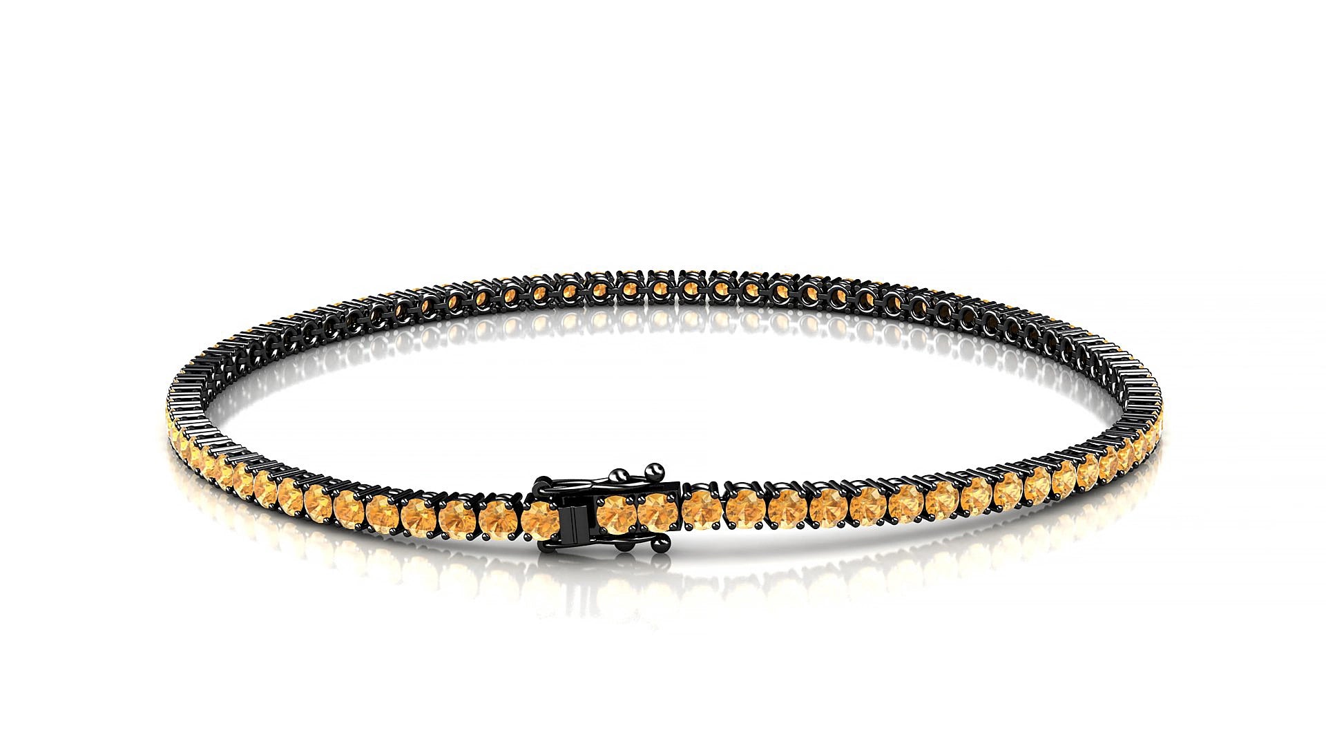 Capri | 18k Black Gold 2 mm Round Natural Citrine 16 cm Tennis Bracelet