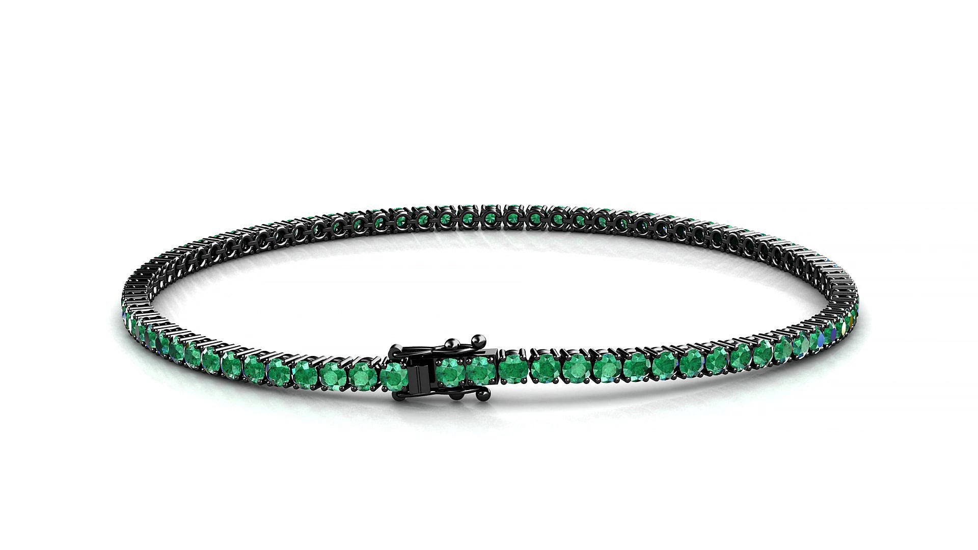 Capri | 18k Black Gold 2 mm Round Natural Emerald 19 cm Tennis Bracelet