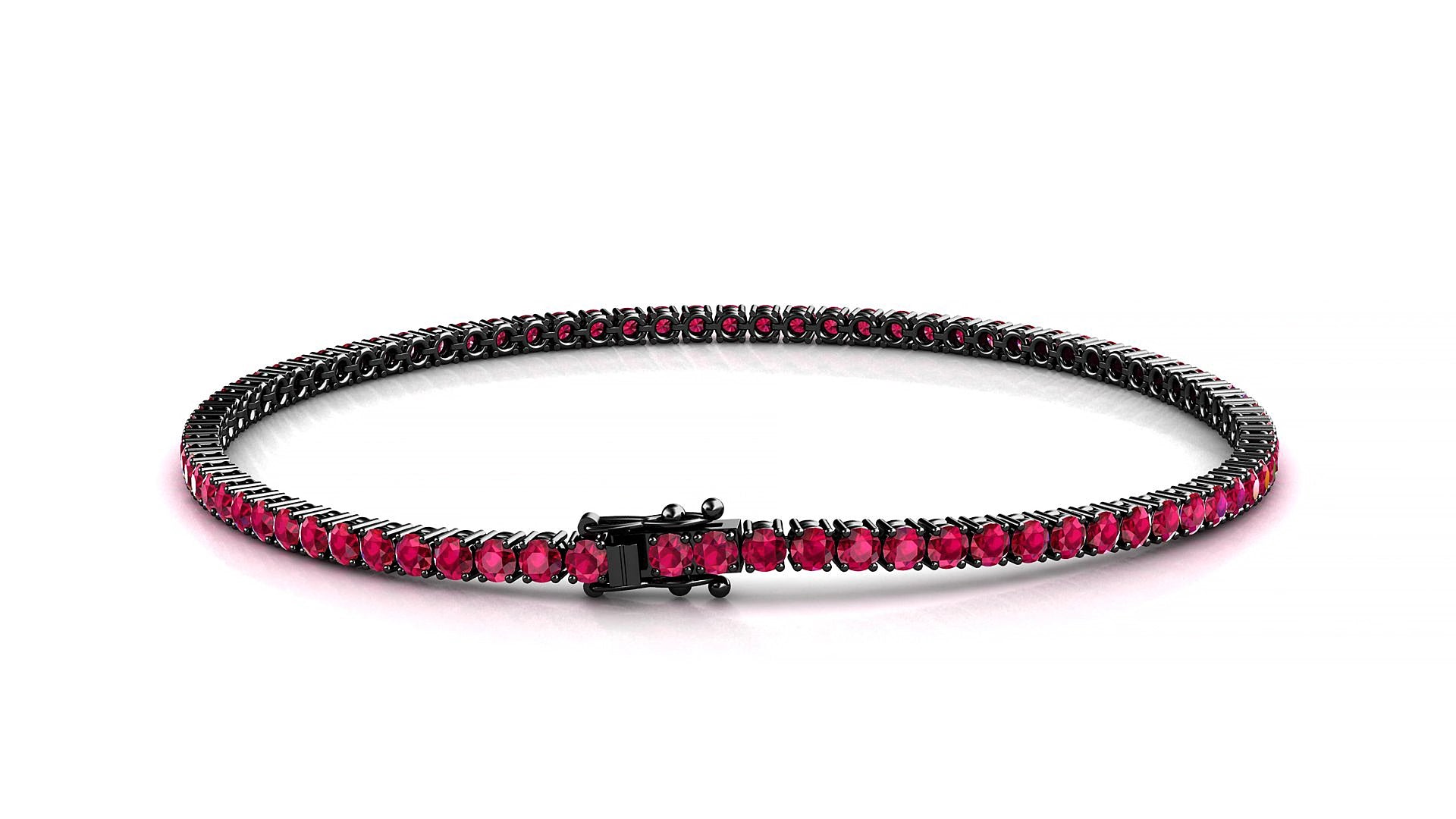 Capri | 18k Black Gold 2 mm Round Natural Ruby 15 cm Tennis Bracelet