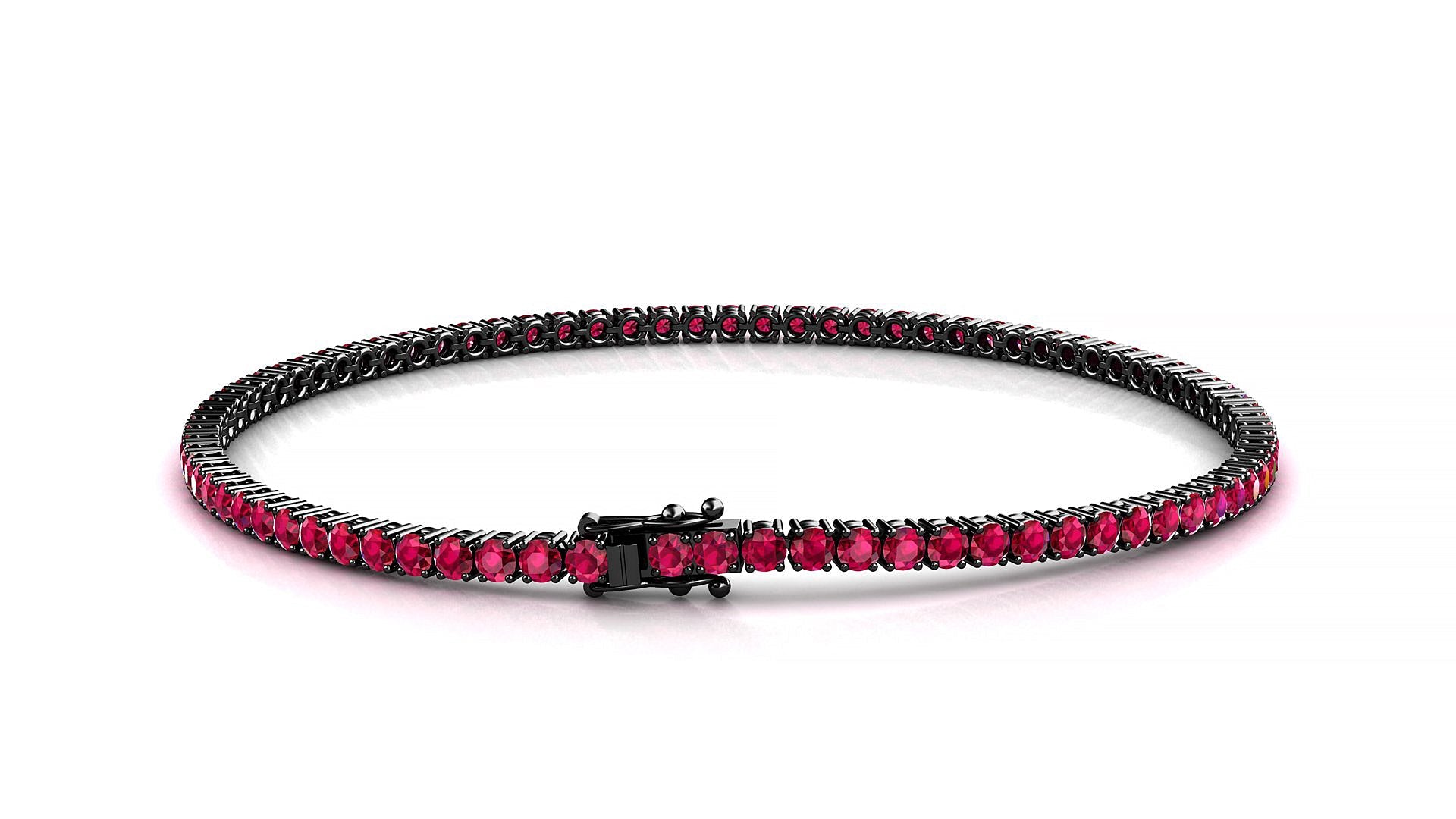 Capri | 18k Black Gold 2 mm Round Natural Ruby Tennis Bracelet