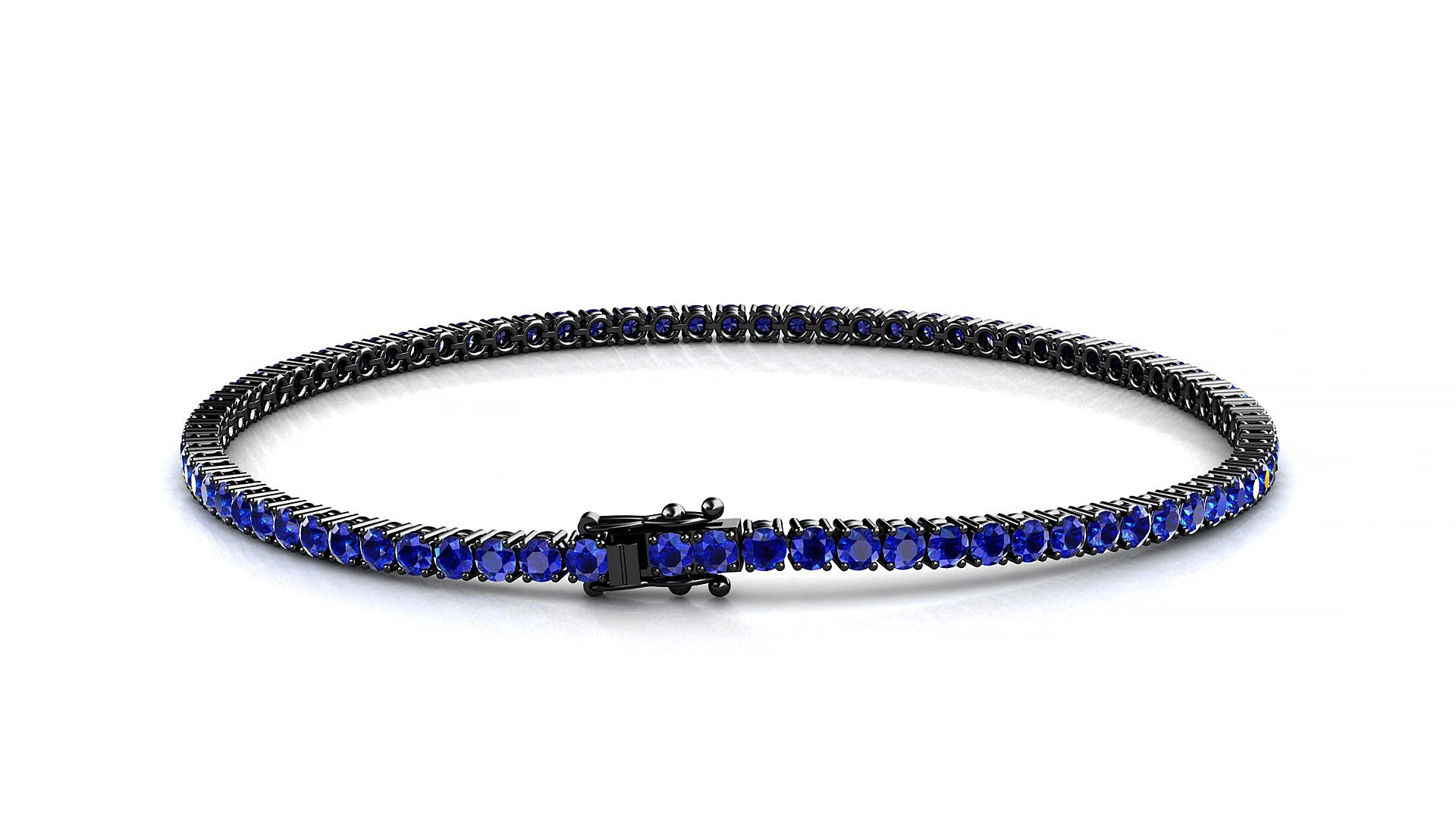Capri | 18k Black Gold 2 mm Round Natural Sapphire 18 cm Tennis Bracelet