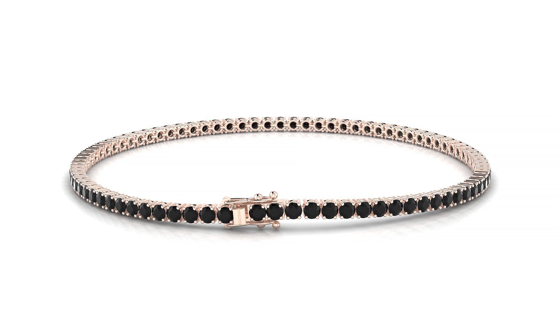Capri | 18k Rose Gold 2 mm Round Natural Black Diamond Tennis Bracelet