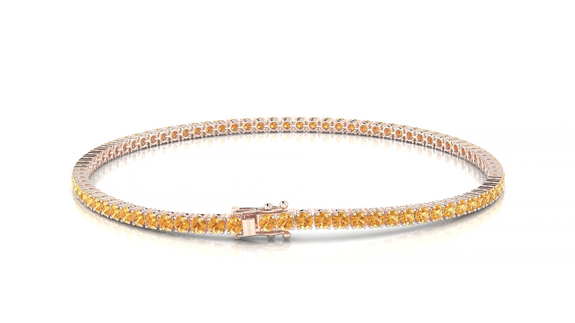 Capri | 18k Rose Gold 2 mm Round Natural Citrine 17 cm Tennis Bracelet