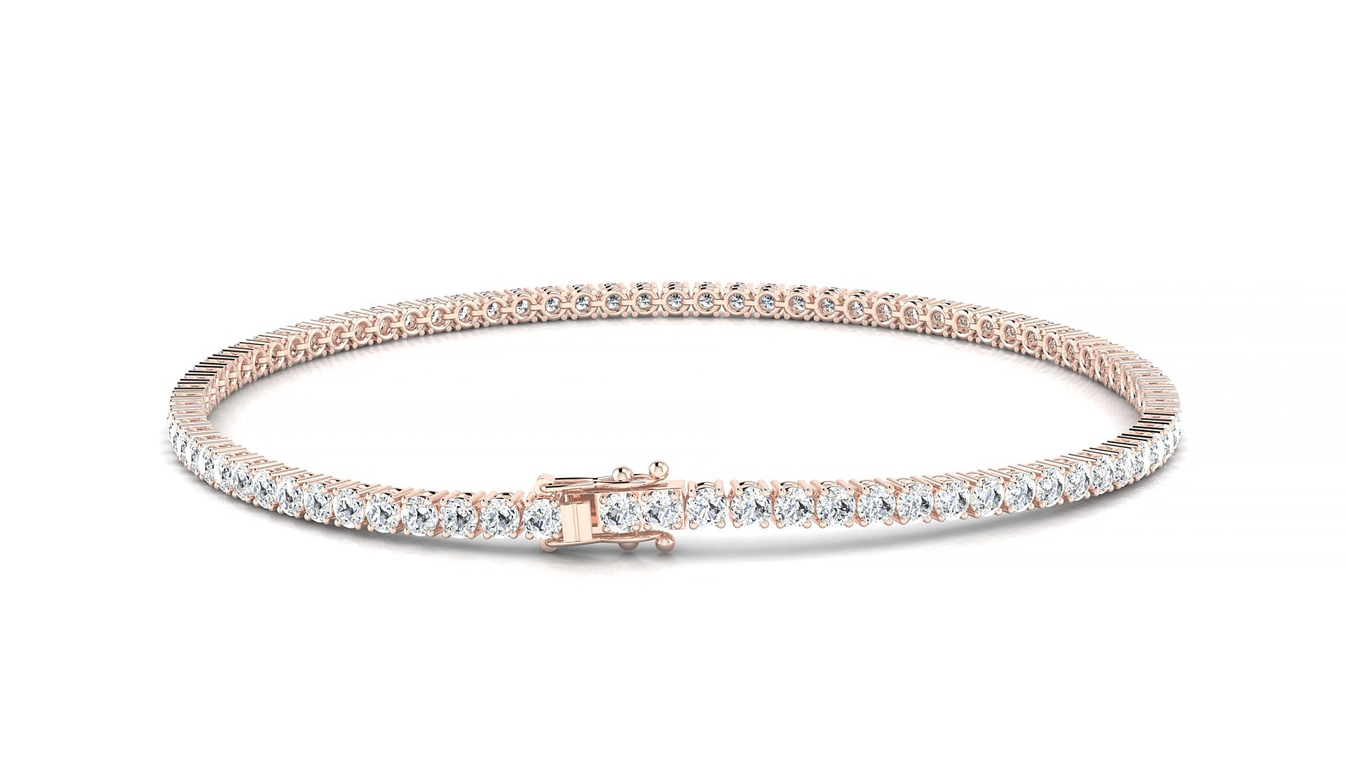 Capri | 18k Rose Gold 2 mm Round Natural Diamond 20 cm Tennis Bracelet