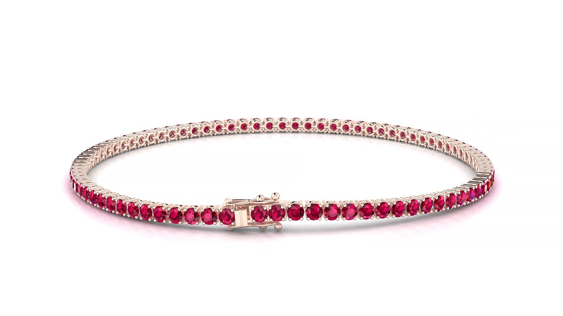Capri | 18k Rose Gold 2 mm Round Natural Ruby 15 cm Tennis Bracelet