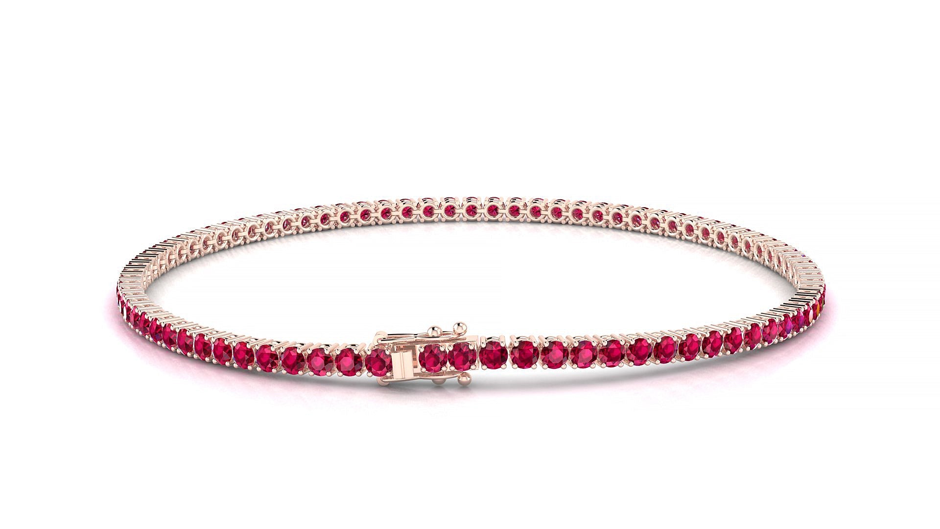 Capri | 18k Rose Gold 2 mm Round Natural Ruby Tennis Bracelet