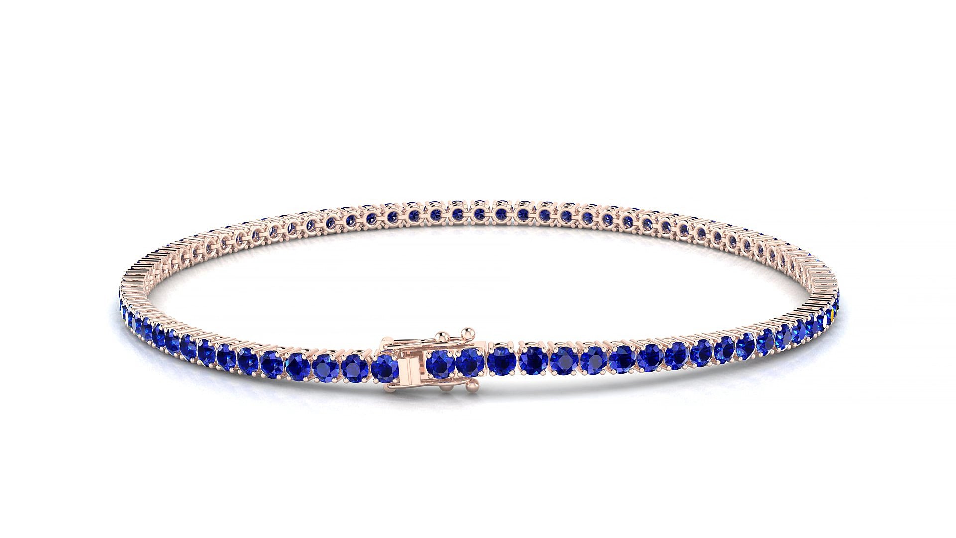 Capri | 18k Rose Gold 2 mm Round Natural Sapphire 15 cm Tennis Bracelet