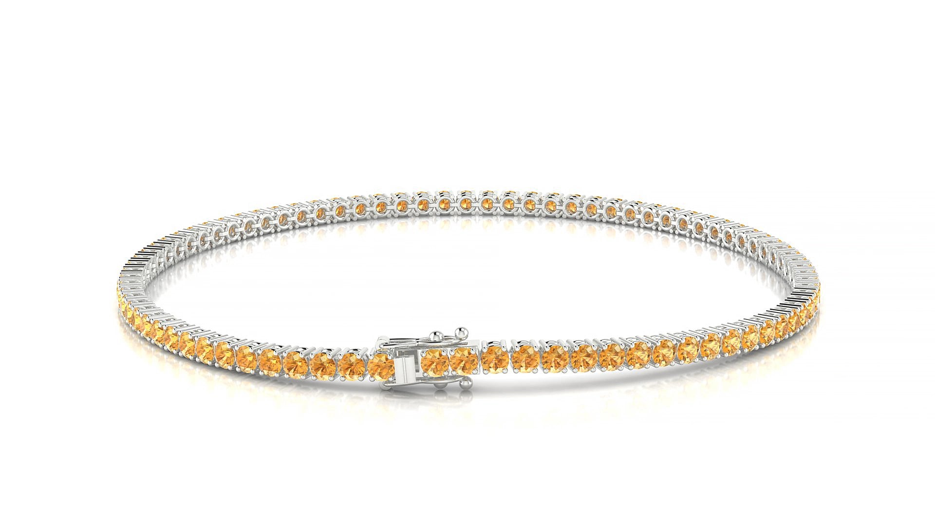 Capri | 18k White Gold 2 mm Round Natural Citrine 19 cm Tennis Bracelet