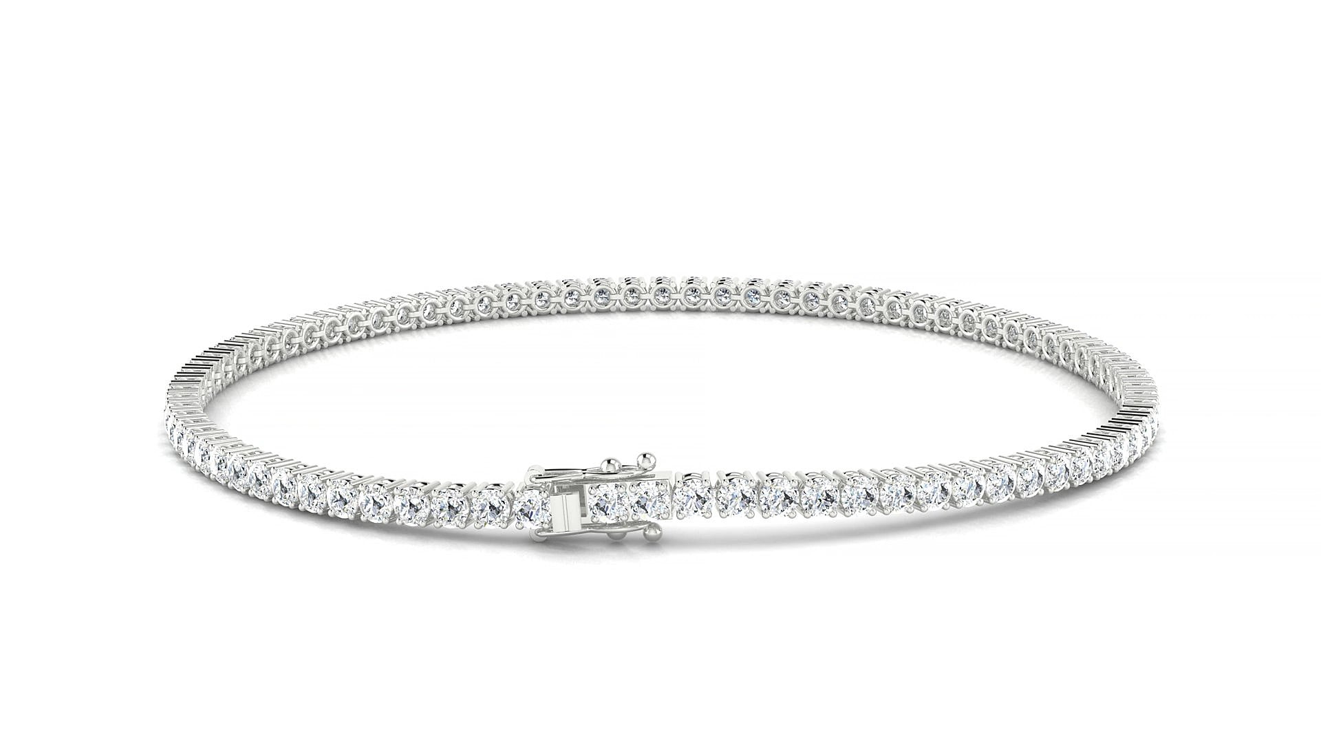 Capri | 18k White Gold 2 mm Round Natural Diamond 18 cm Tennis Bracelet