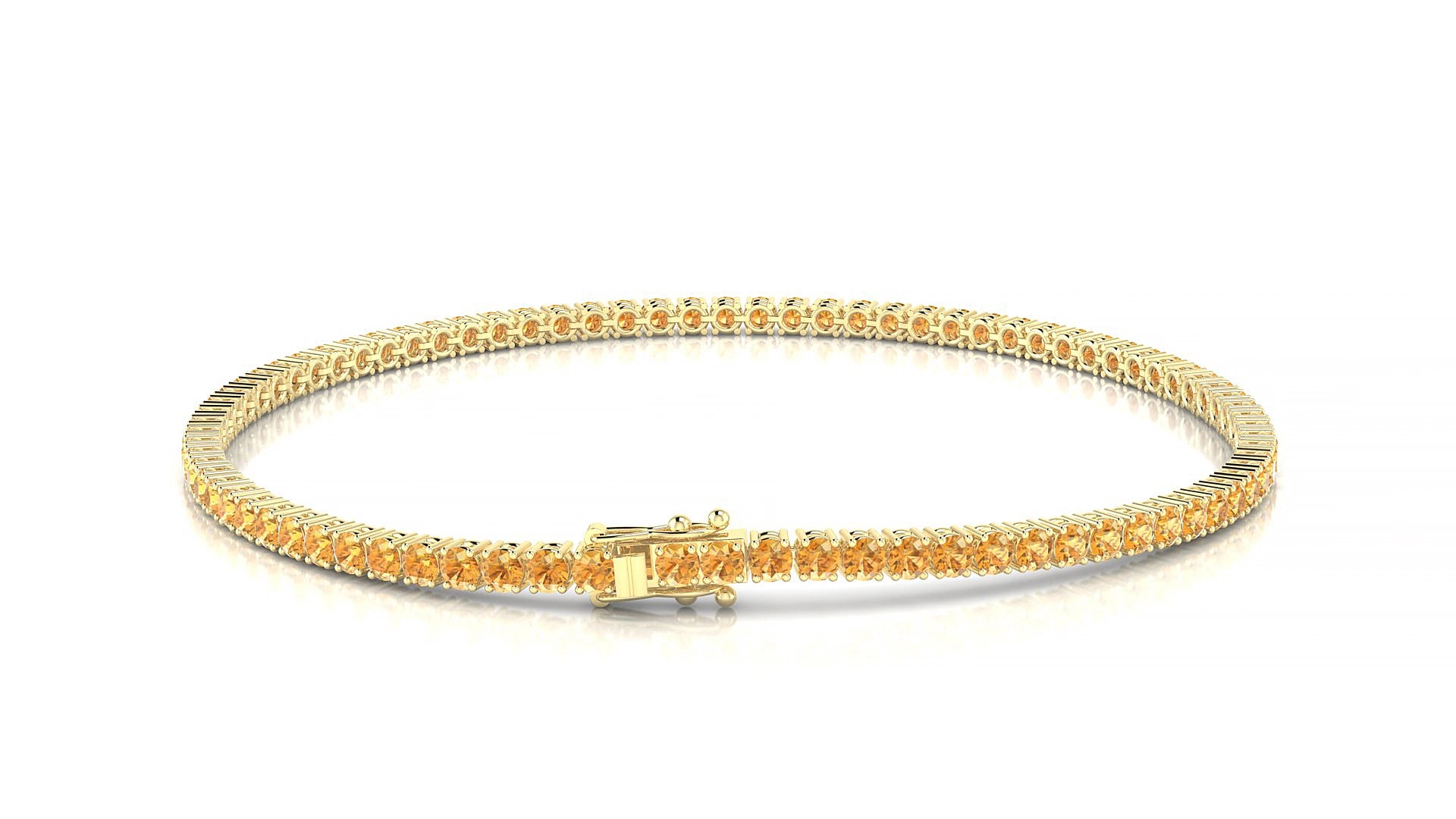 Capri | 18k Yellow Gold 2 mm Round Natural Citrine 18 cm Tennis Bracelet