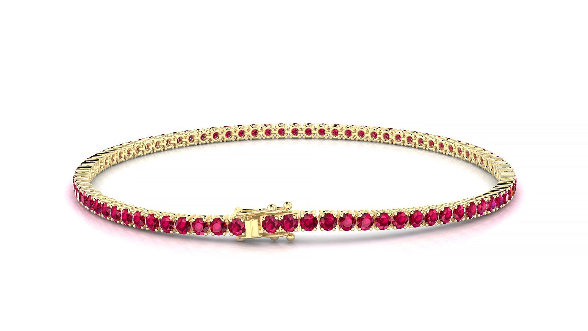 Capri | 18k Yellow Gold 2 mm Round Natural Ruby Tennis Bracelet