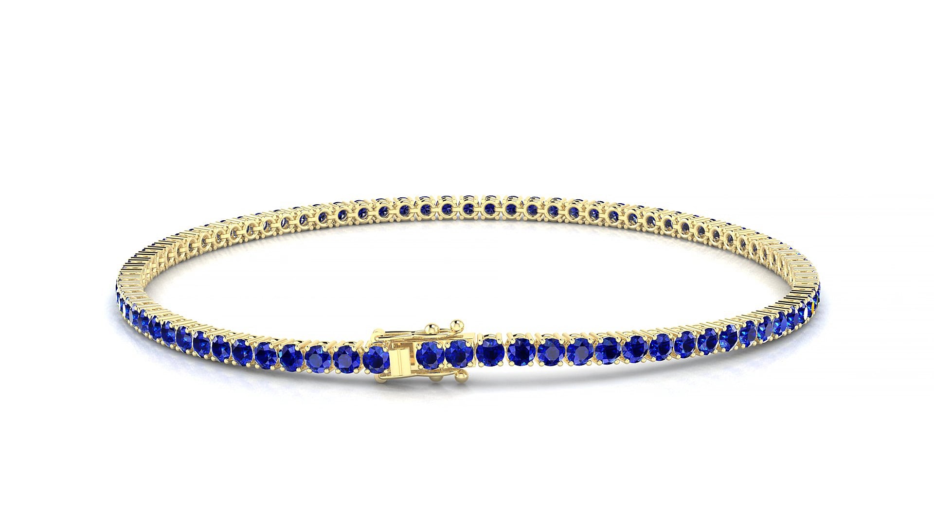 Capri | 18k Yellow Gold 2 mm Round Natural Sapphire 17 cm Tennis Bracelet