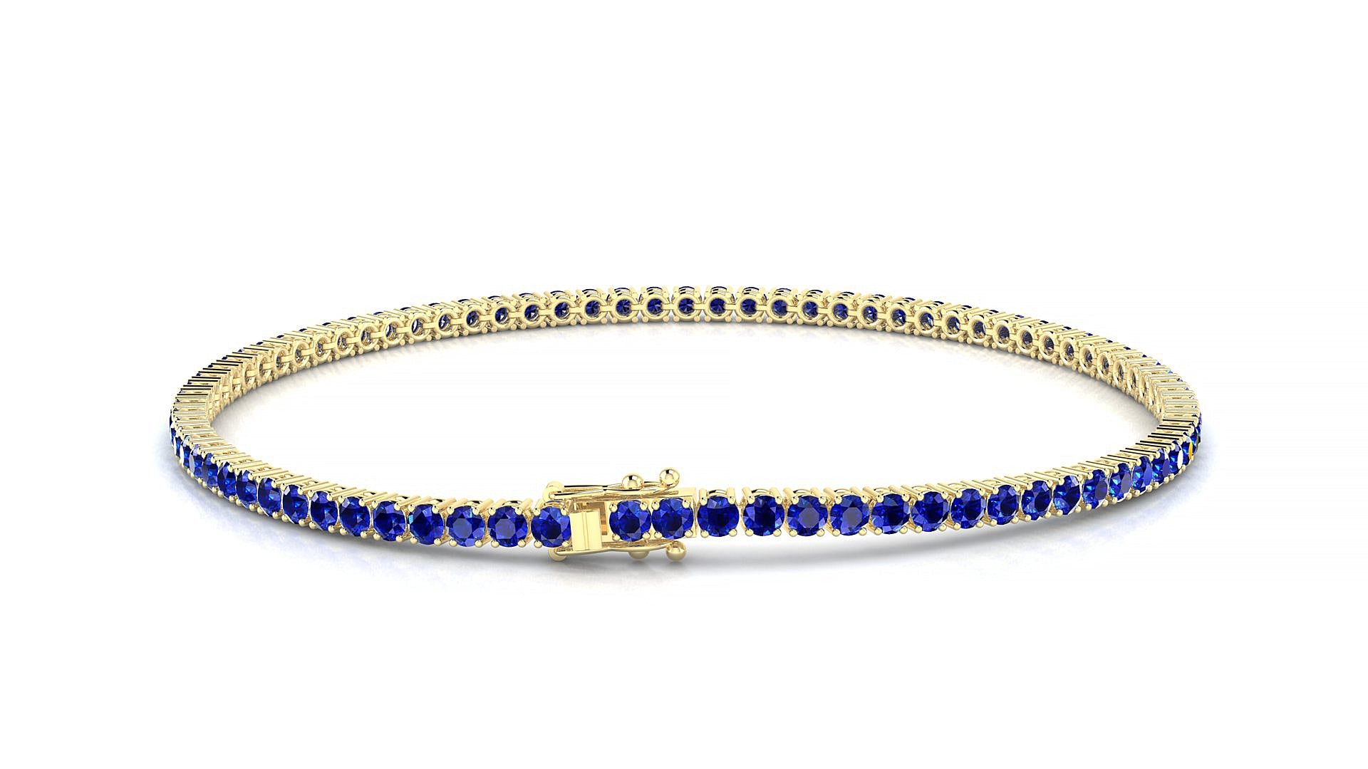 Capri | 18k Yellow Gold 2 mm Round Natural Sapphire Tennis Bracelet