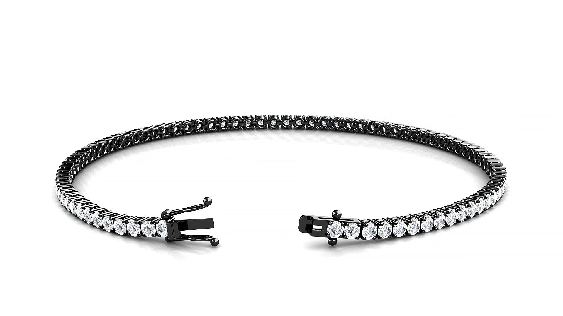 Capri | 18k Black Gold 2 mm Round Lab-Grown Diamond 15 cm Tennis Bracelet