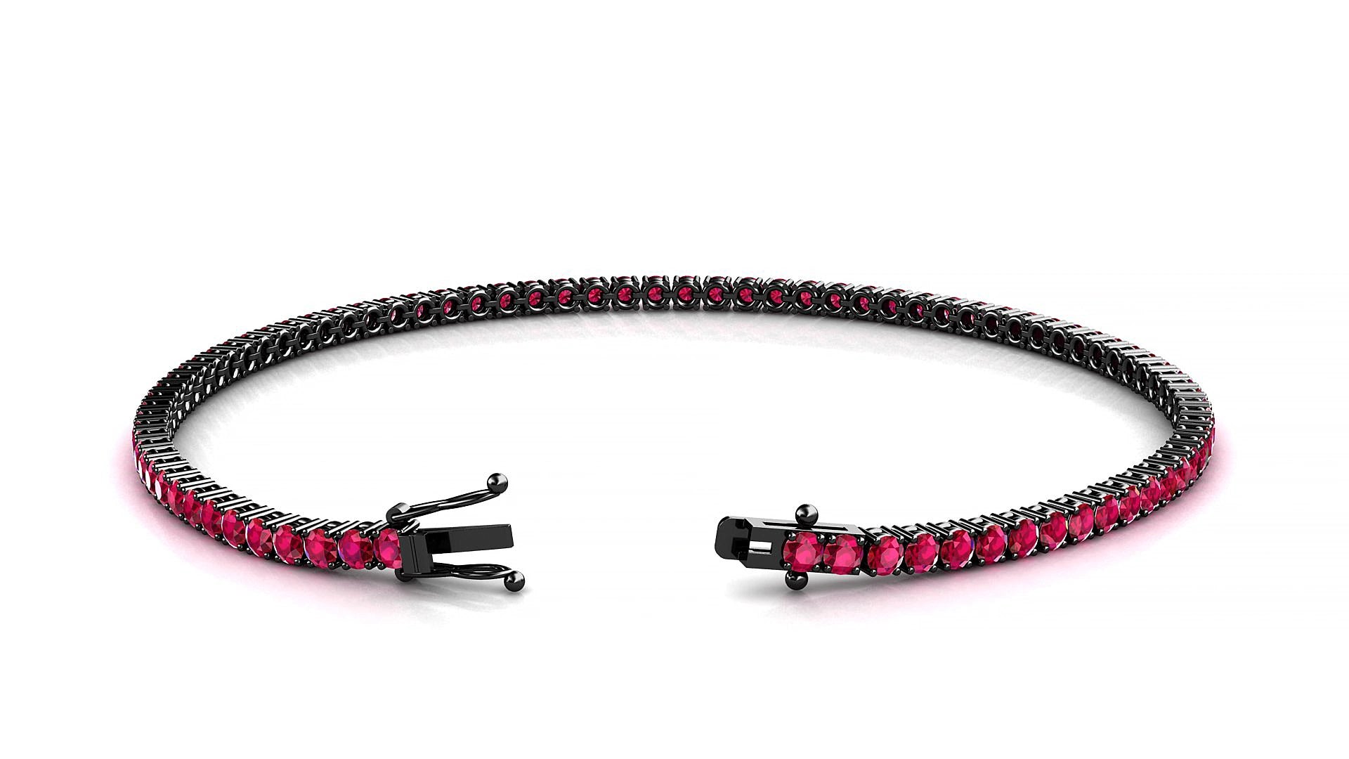 Capri | 18k Black Gold 2 mm Round Natural Ruby 15 cm Tennis Bracelet