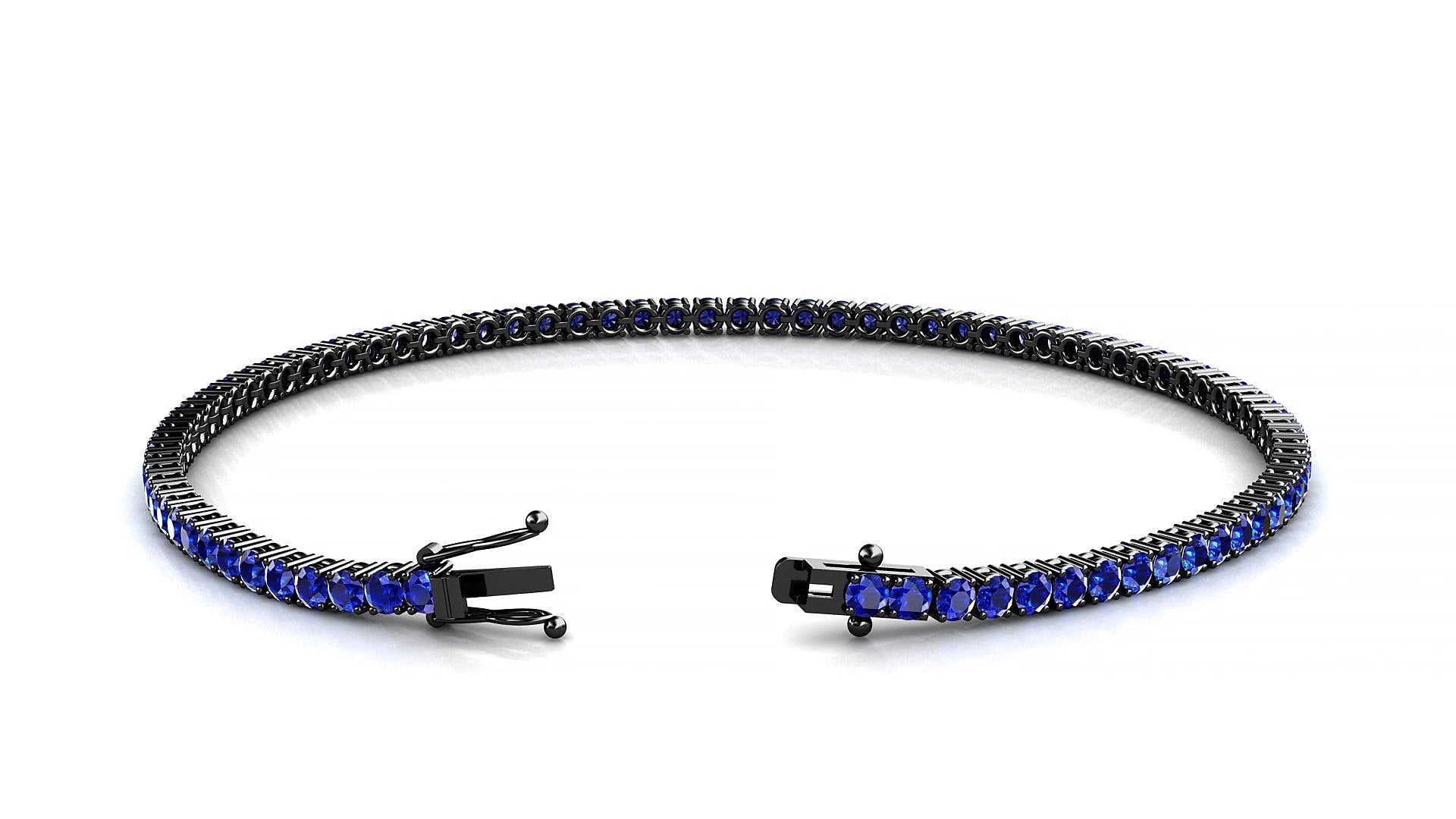 Capri | 18k Black Gold 2 mm Round Natural Sapphire 18 cm Tennis Bracelet