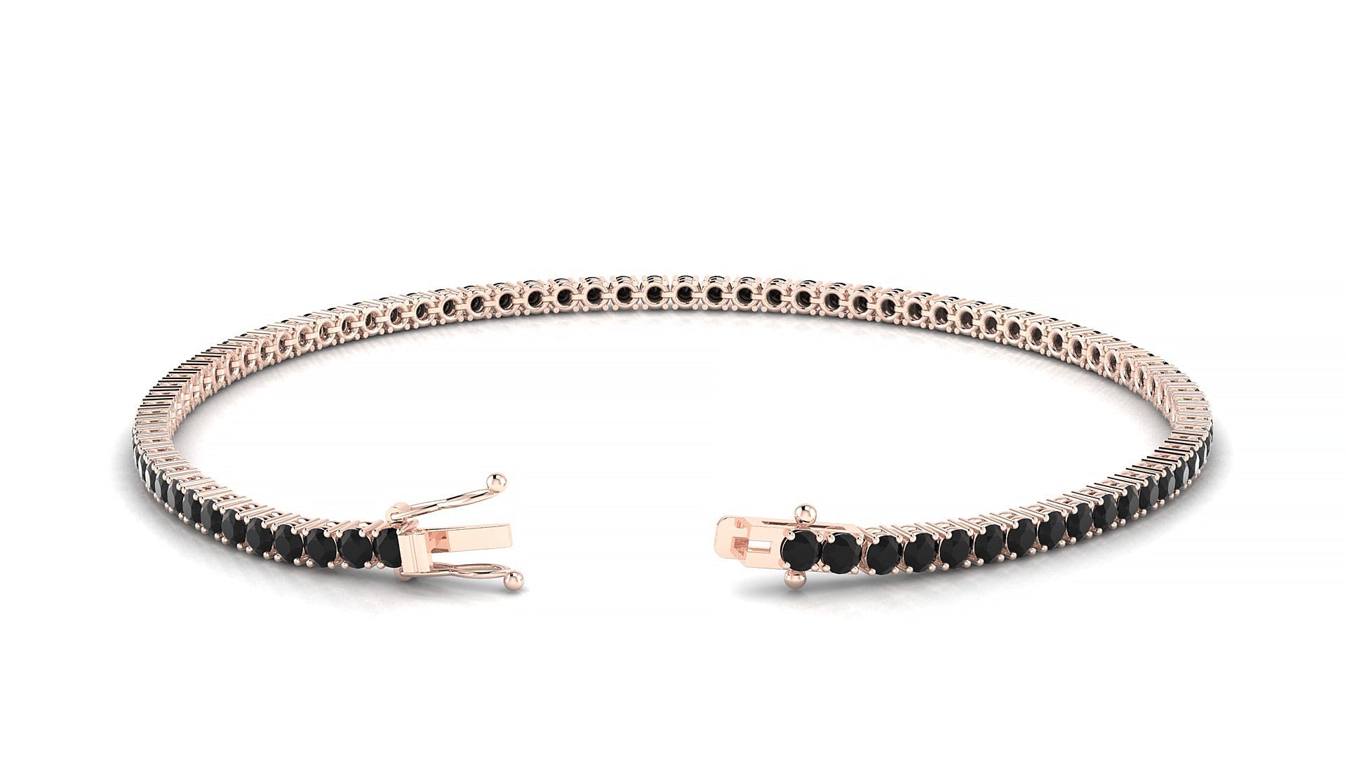Capri | 18k Rose Gold 2 mm Round Natural Black Diamond Tennis Bracelet