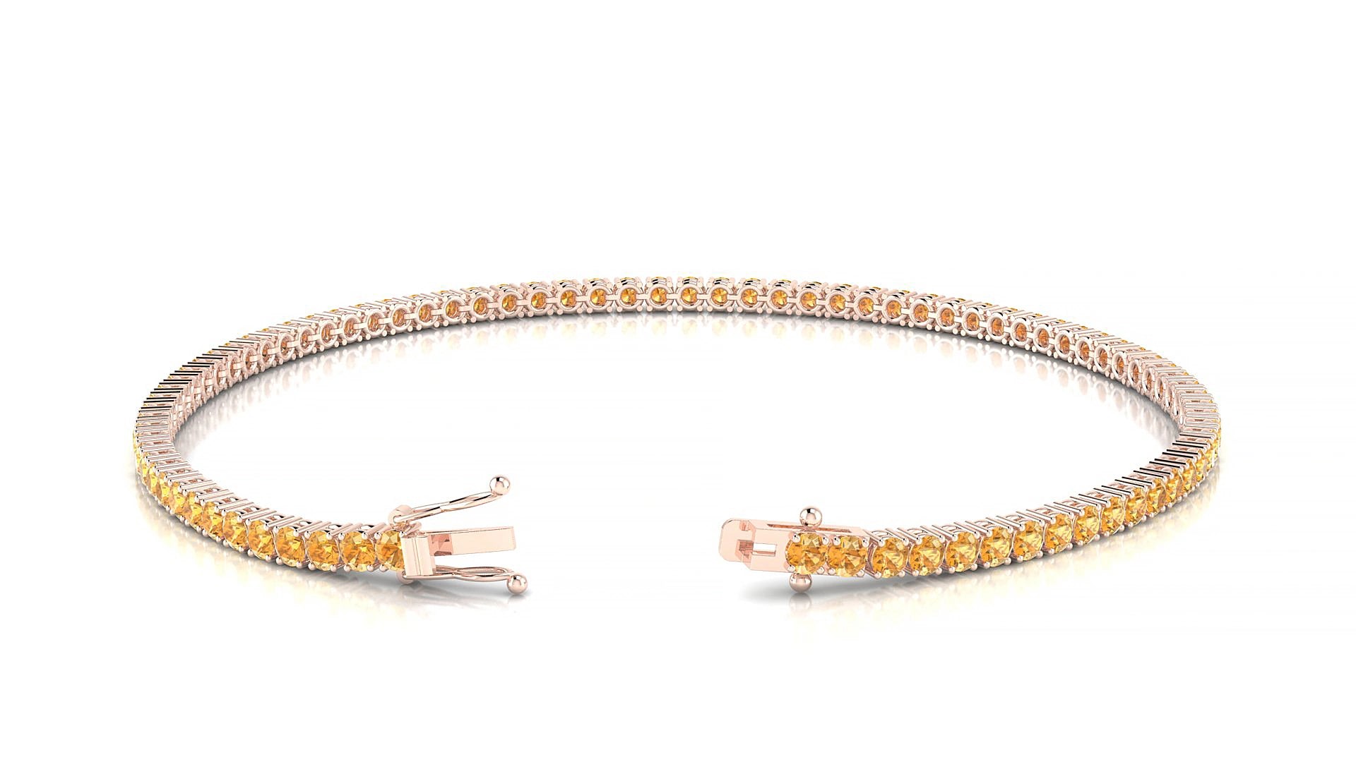 Capri | 18k Rose Gold 2 mm Round Natural Citrine 17 cm Tennis Bracelet
