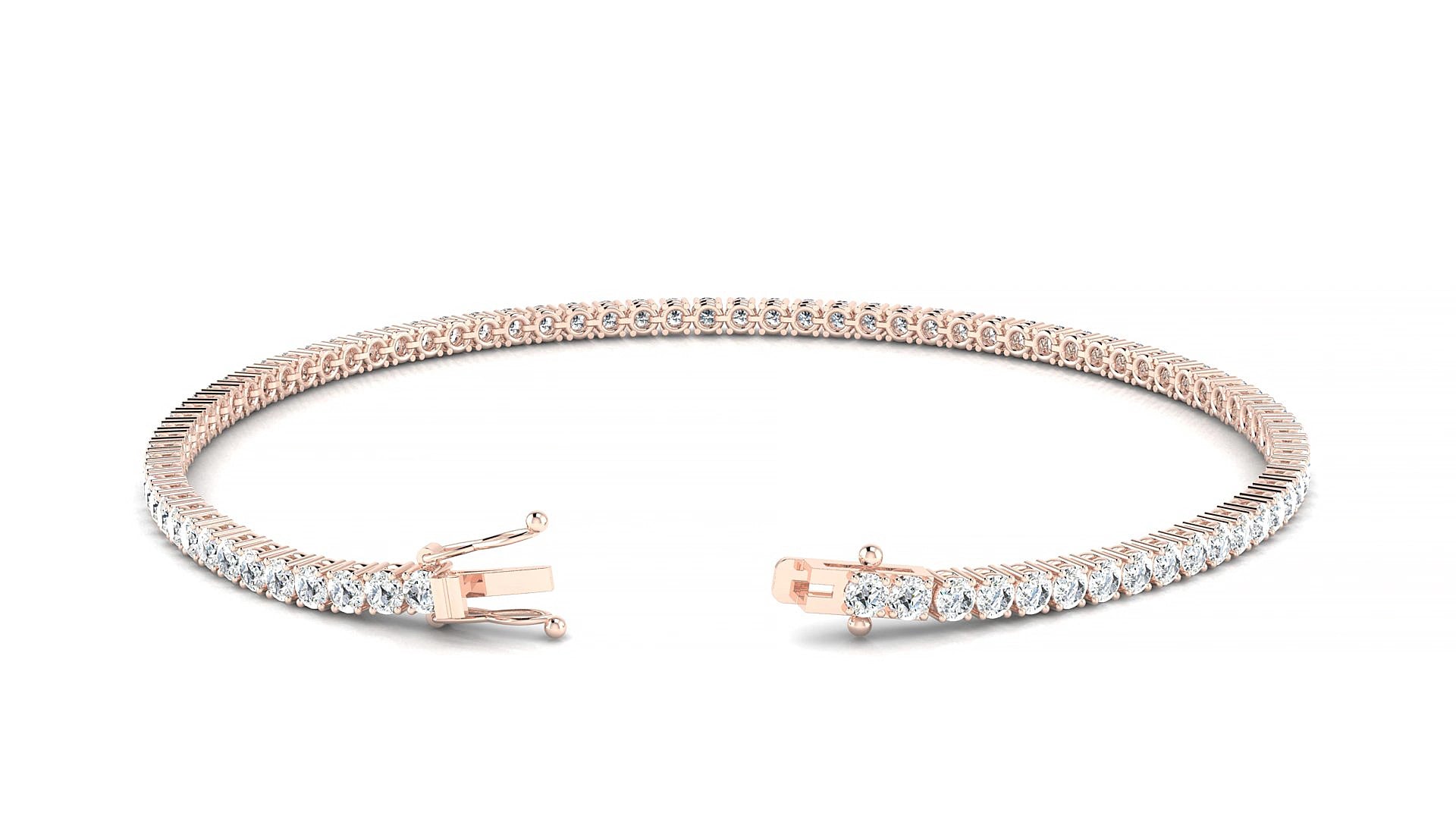 Capri | 18k Rose Gold 2 mm Round Natural Diamond 20 cm Tennis Bracelet