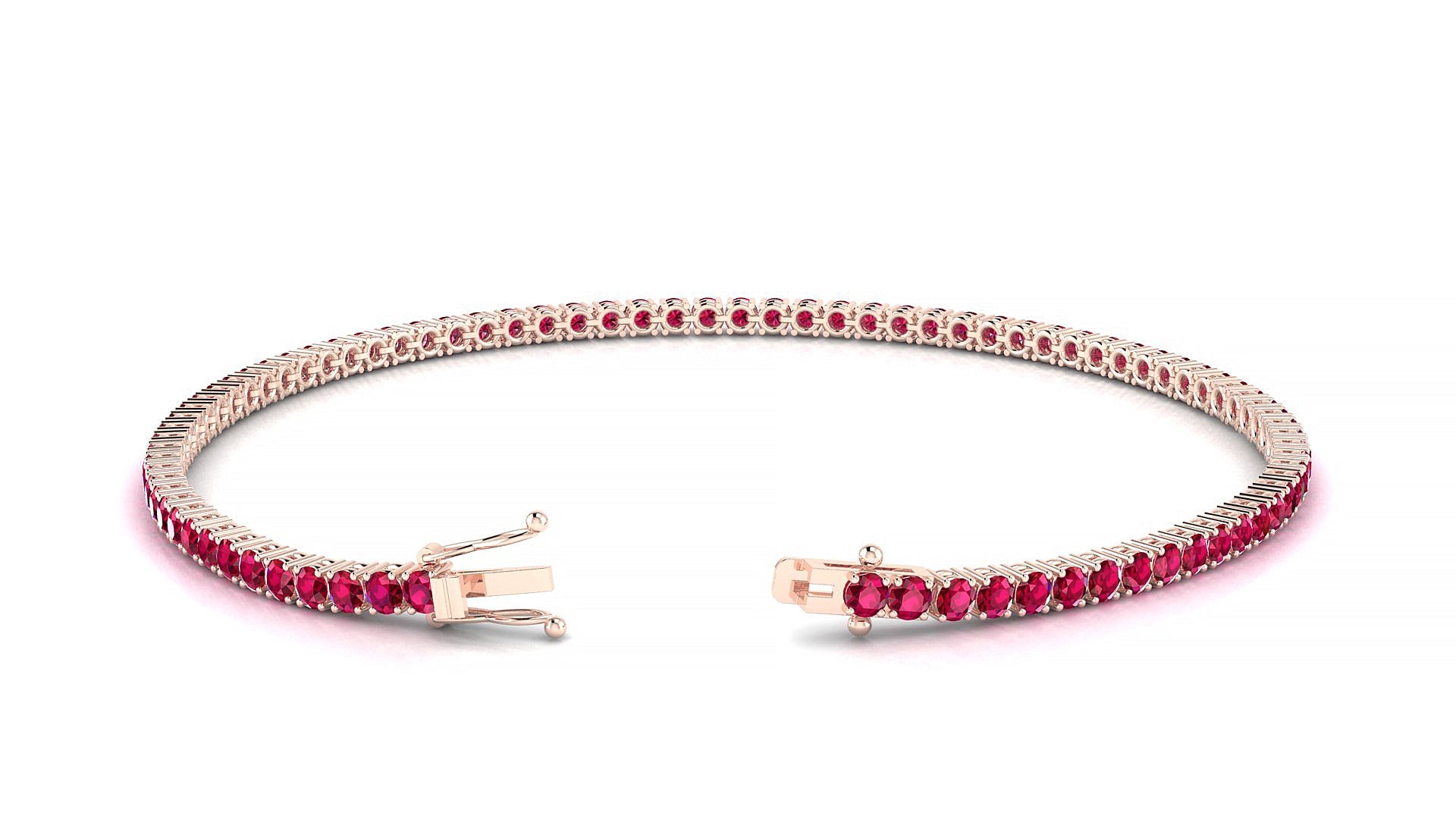 Capri | 18k Rose Gold 2 mm Round Natural Ruby Tennis Bracelet